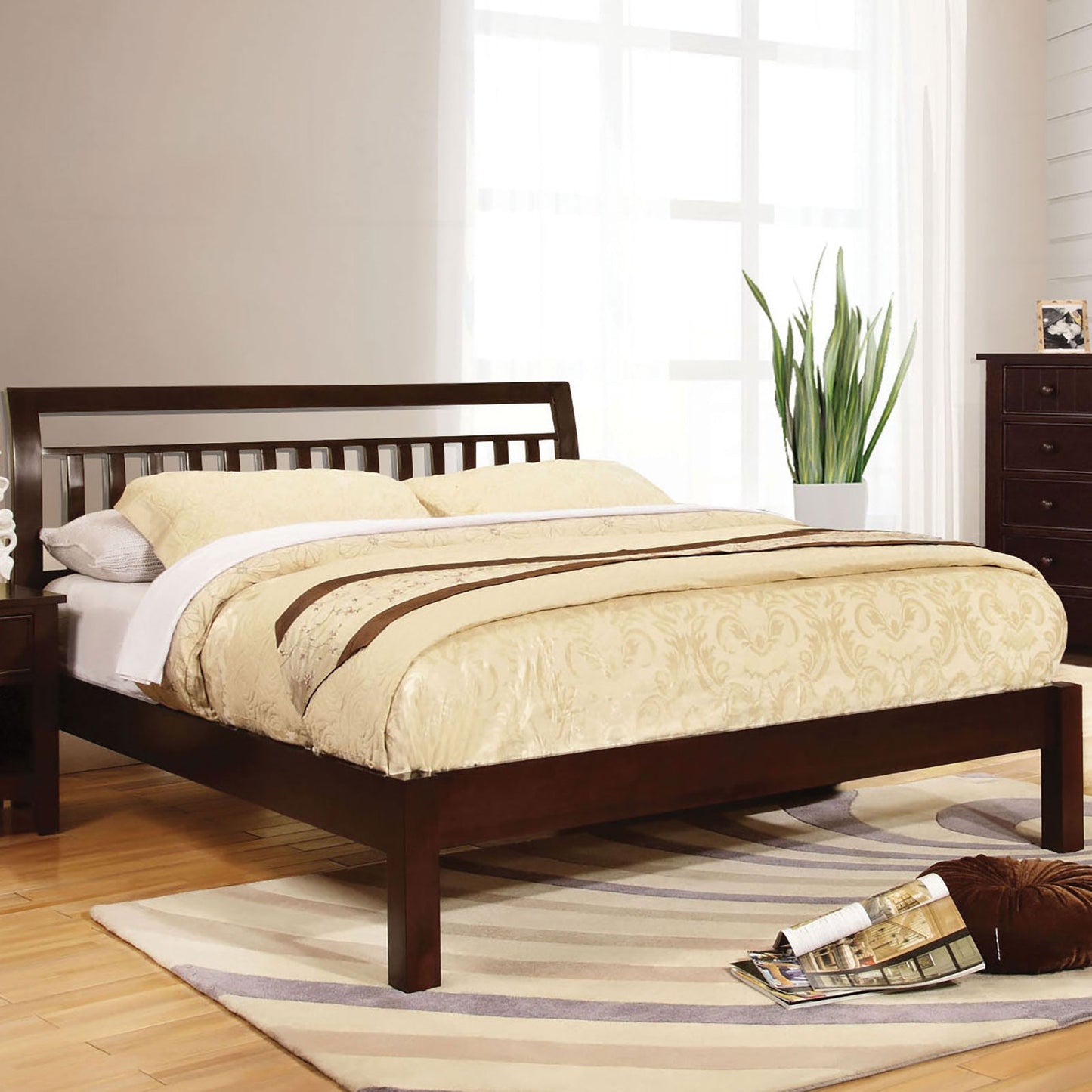 Corry Dark Walnut E.King Bed - ATL FURNITURE