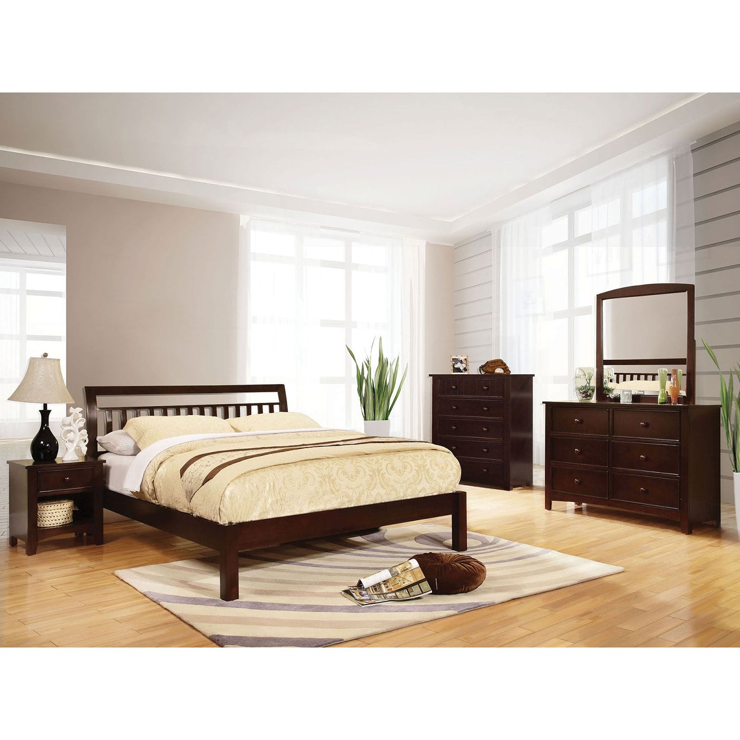 Corry Dark Walnut 4 Pc. Queen Bedroom Set - ATL FURNITURE