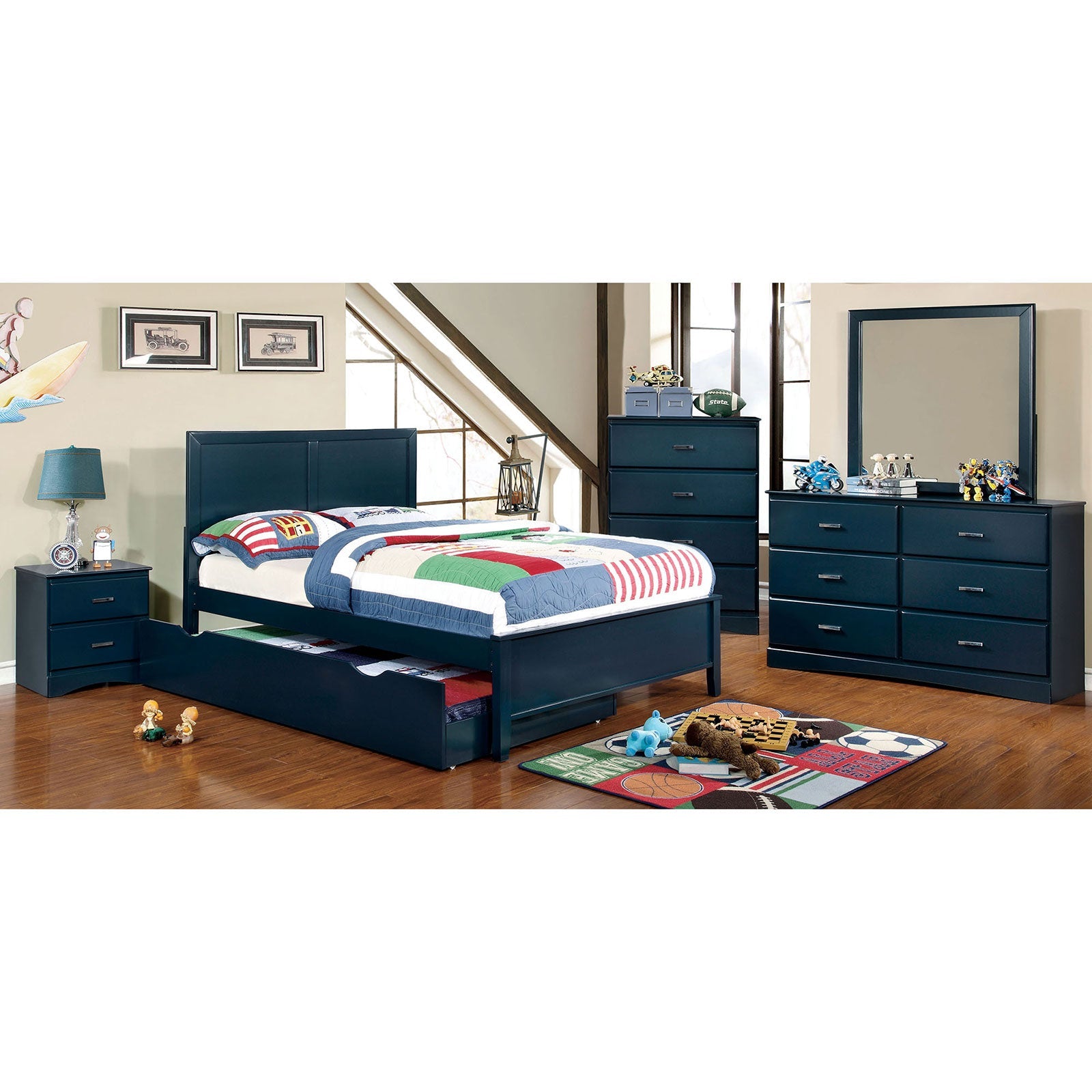 PRISMO Blue 4 Pc. Twin Bedroom Set - ATL FURNITURE