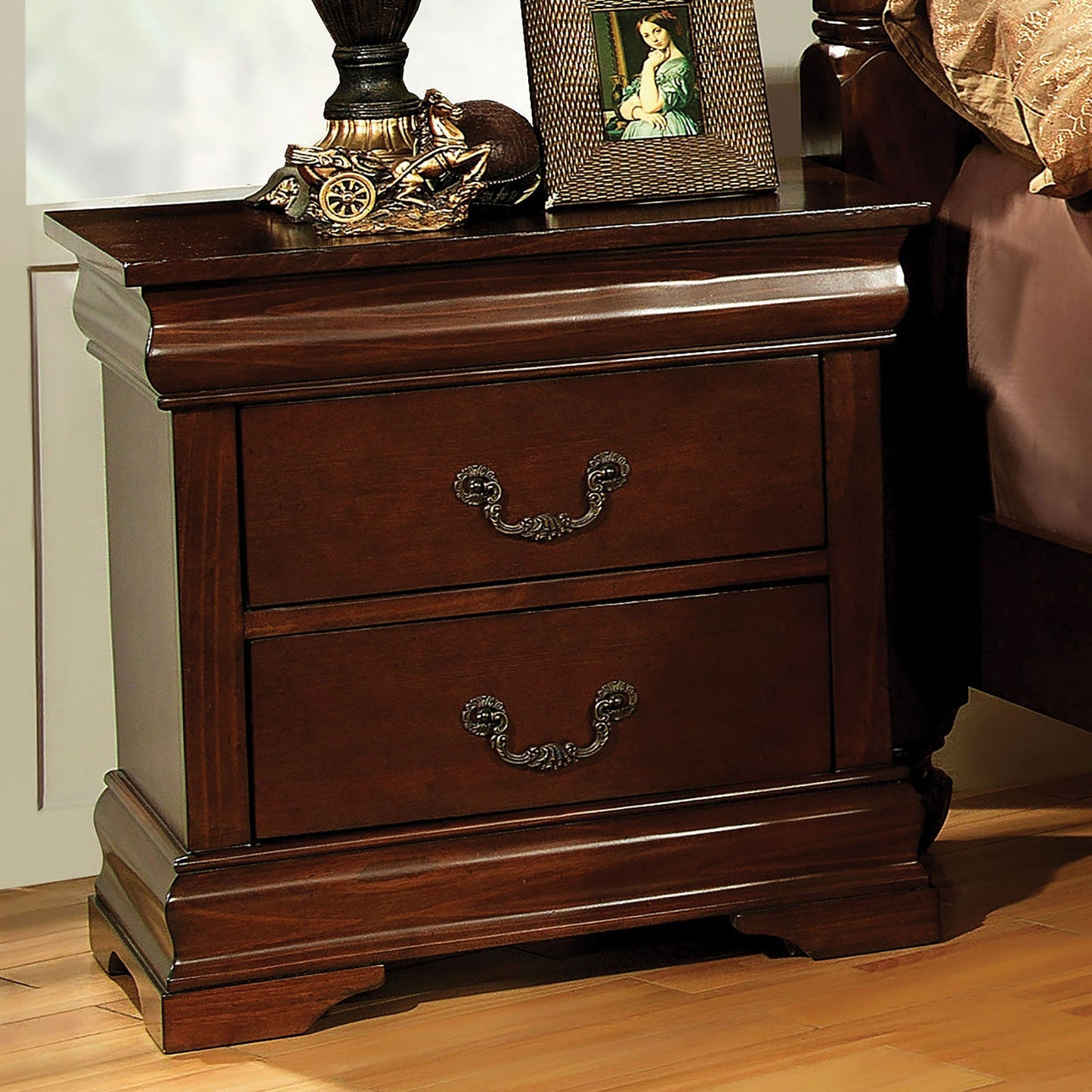 Velda II Brown Cherry Night Stand - ATL FURNITURE