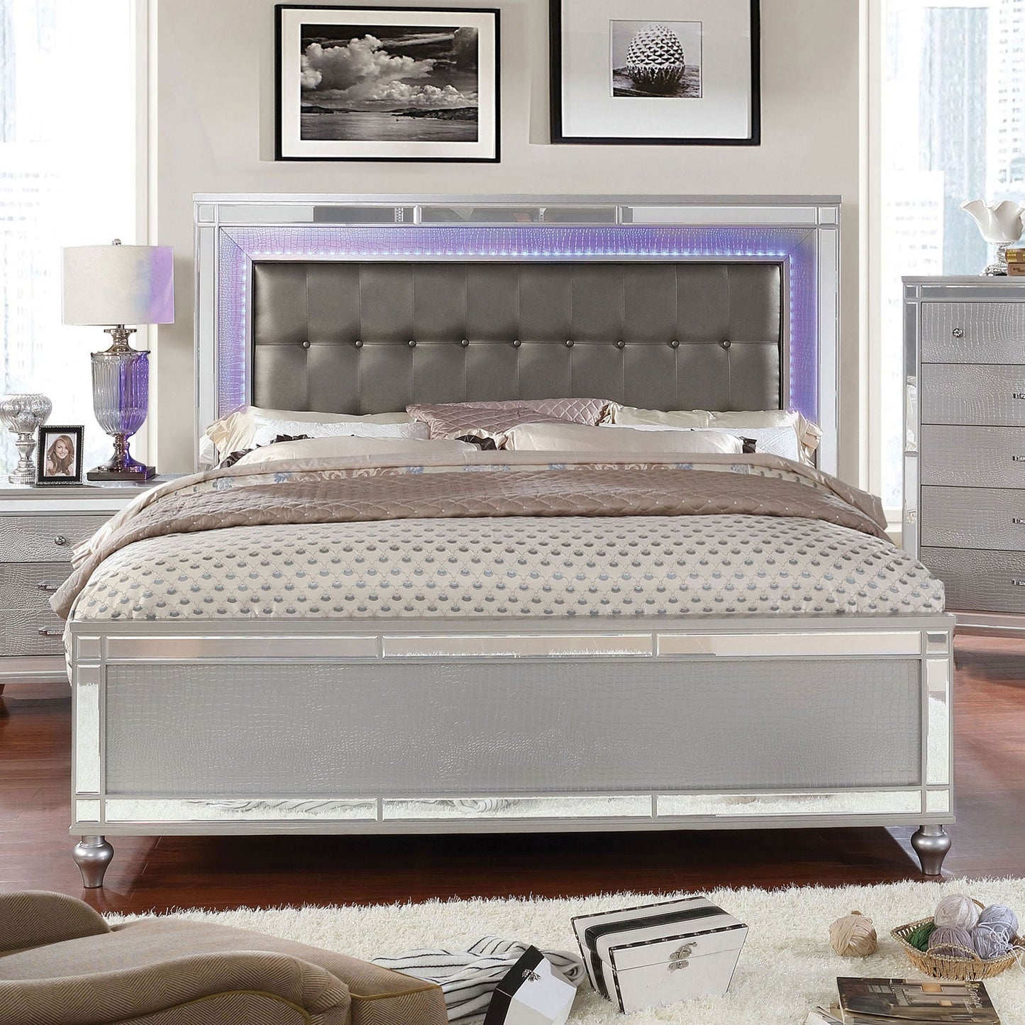 Brachium Silver Queen Bed - ATL FURNITURE