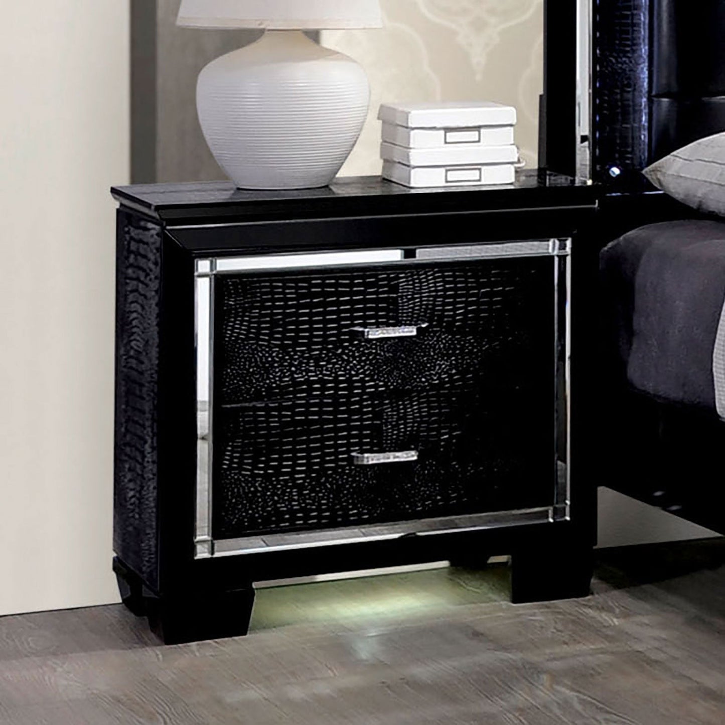 BELLANOVA Black Night Stand - ATL FURNITURE