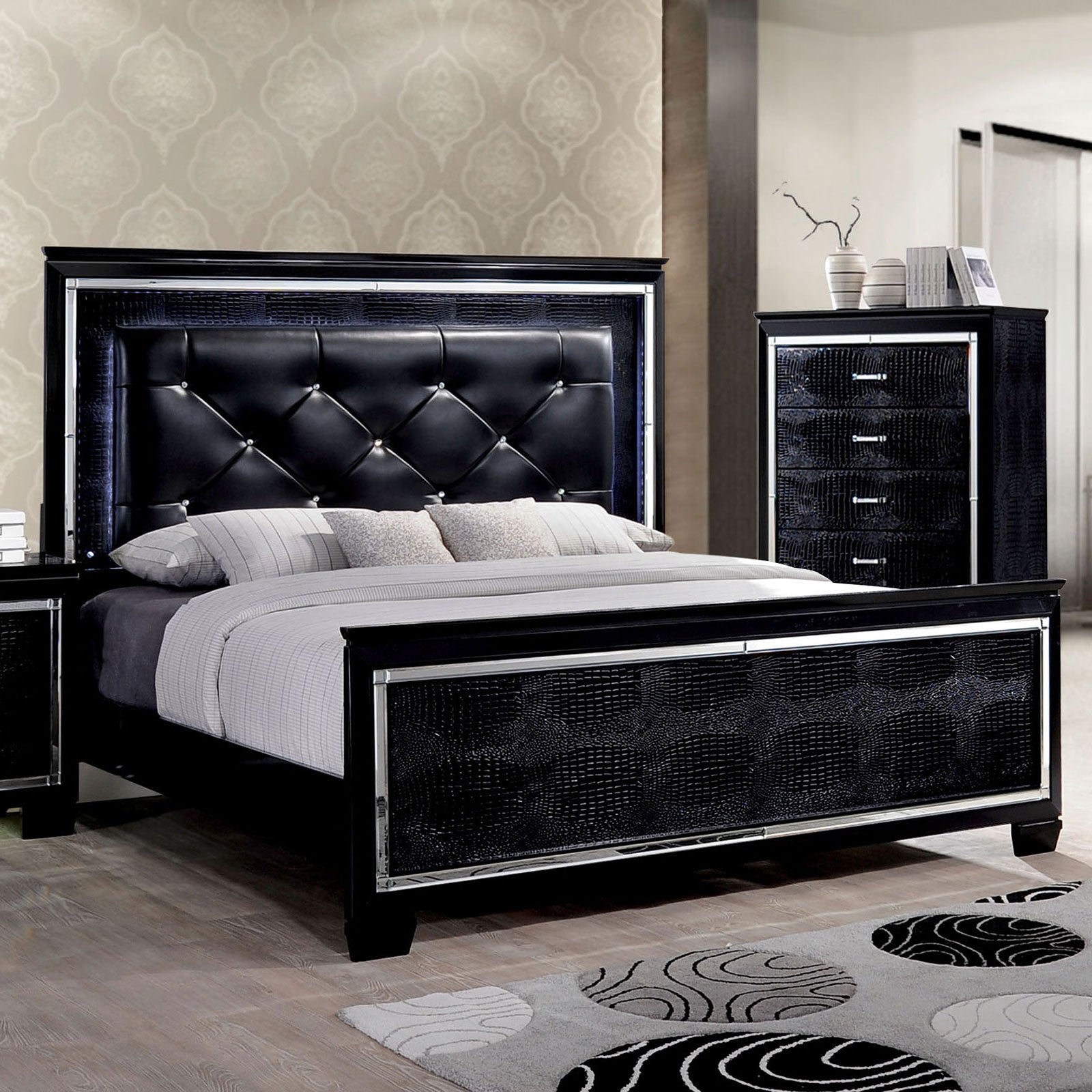 BELLANOVA Black Queen Bed - ATL FURNITURE