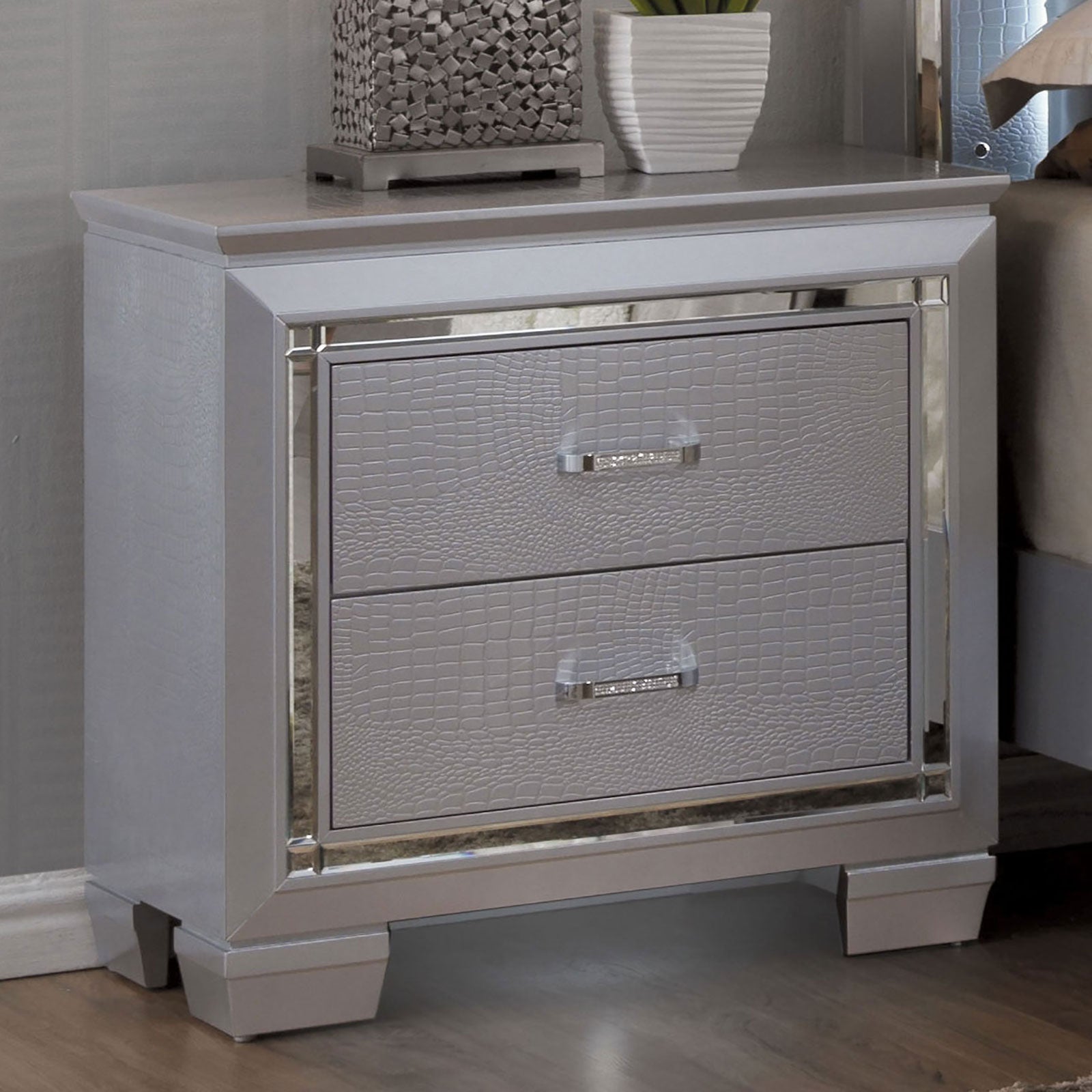 BELLANOVA Silver Night Stand - ATL FURNITURE