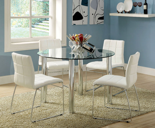 Kona I White 5 Pc. Round Dining Table Set - ATL FURNITURE