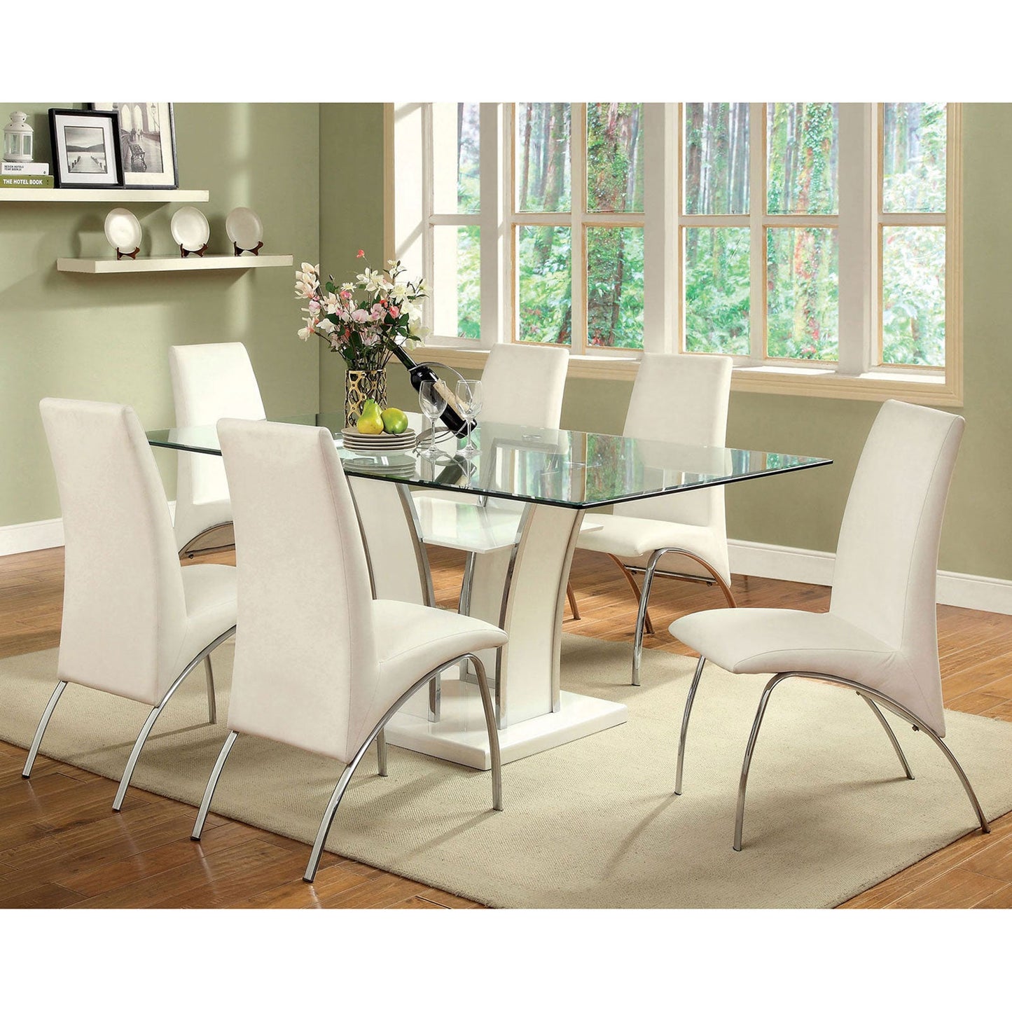 Glenview White/Chrome Dining Table - ATL FURNITURE