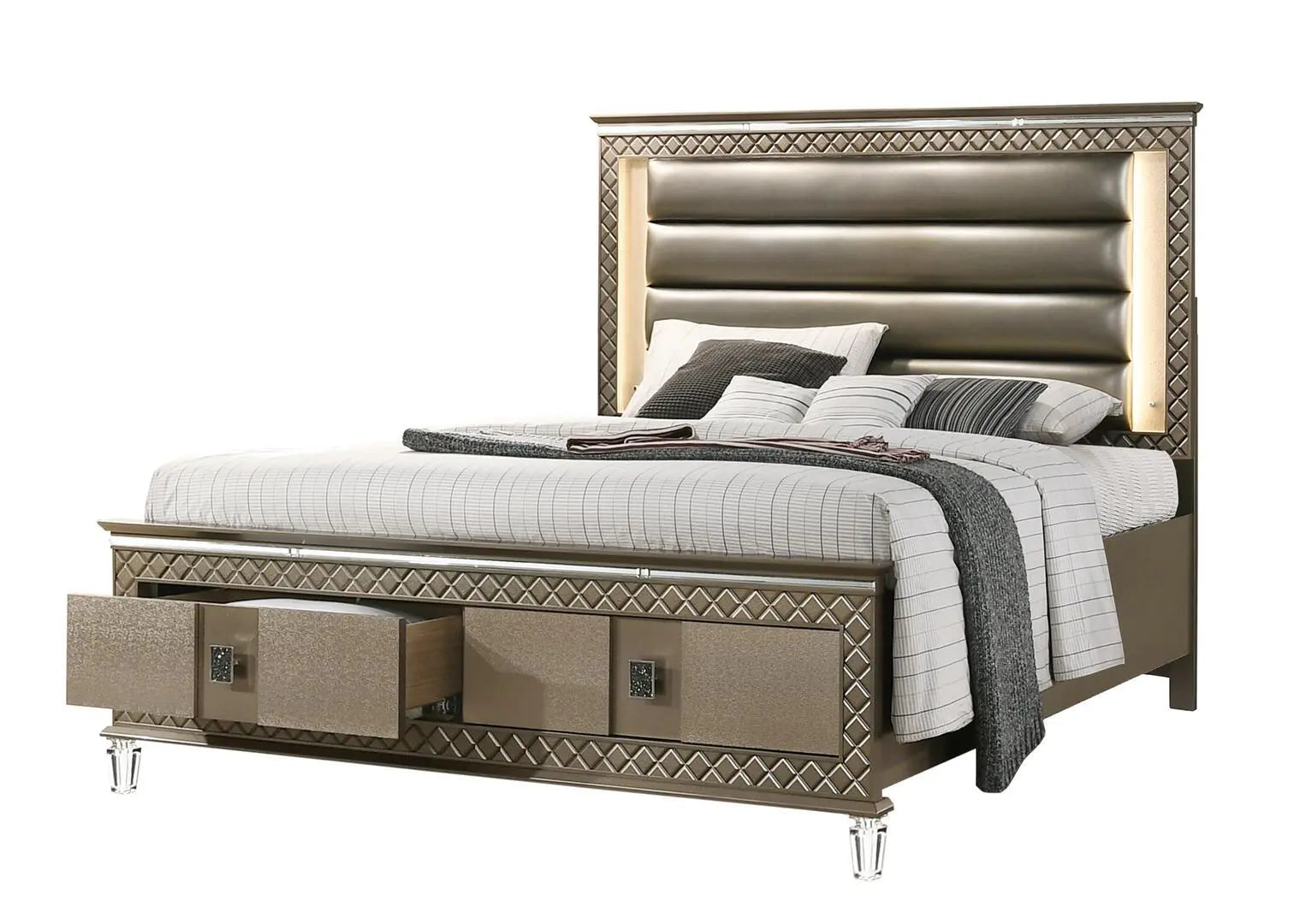 Coral 6Pc Modern Bedroom Set in Bronze Finish by Cosmos Furniture - ATL FURNITURE