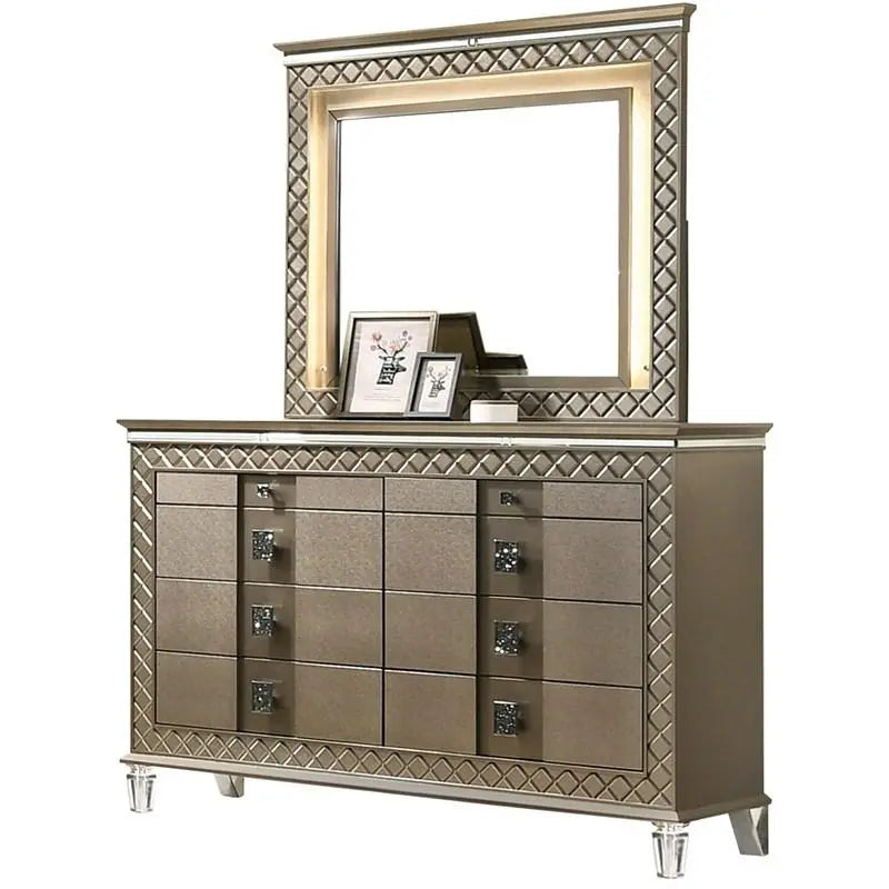 Coral 6Pc Modern Bedroom Set in Bronze Finish by Cosmos Furniture - ATL FURNITURE