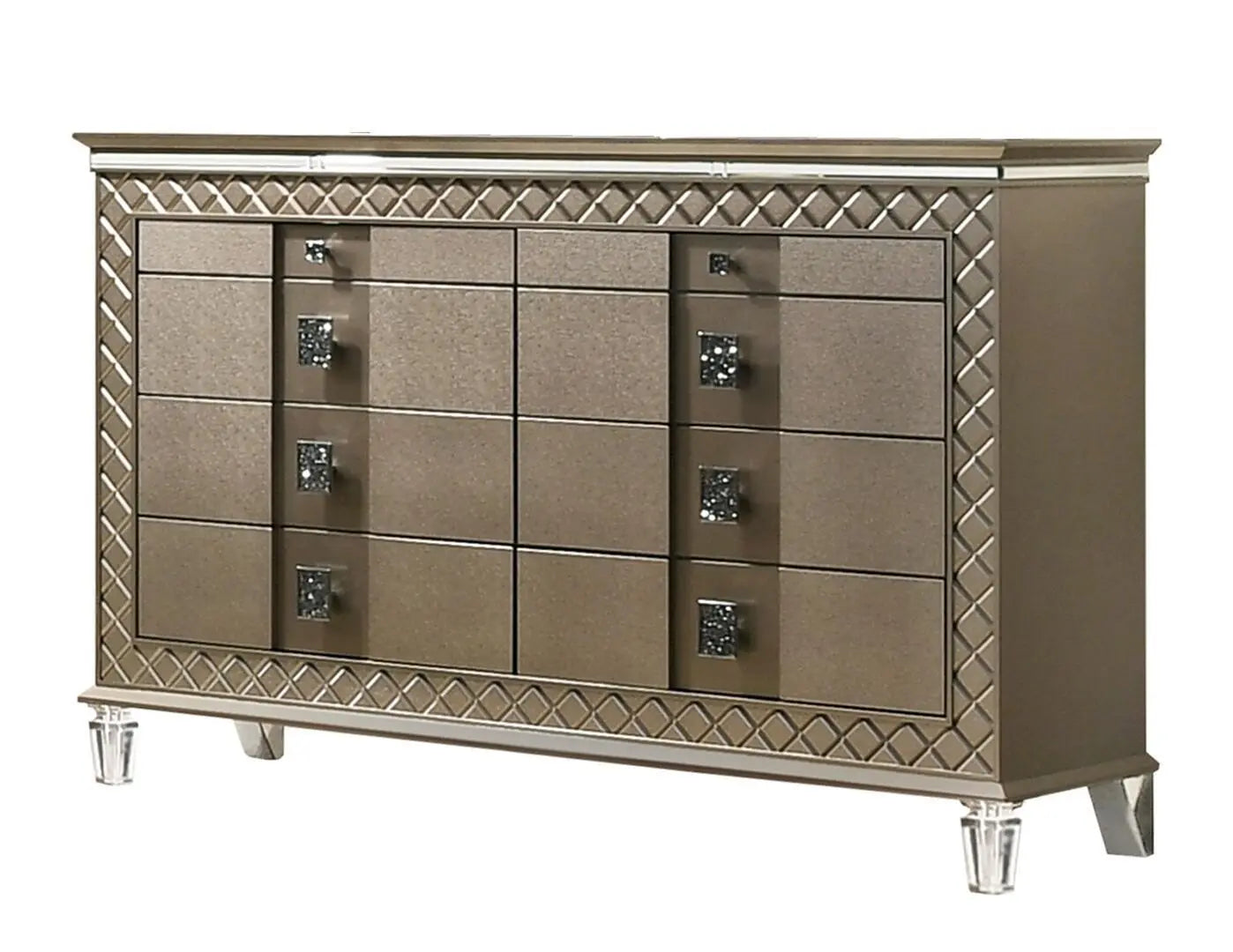 Coral 6Pc Modern Bedroom Set in Bronze Finish by Cosmos Furniture