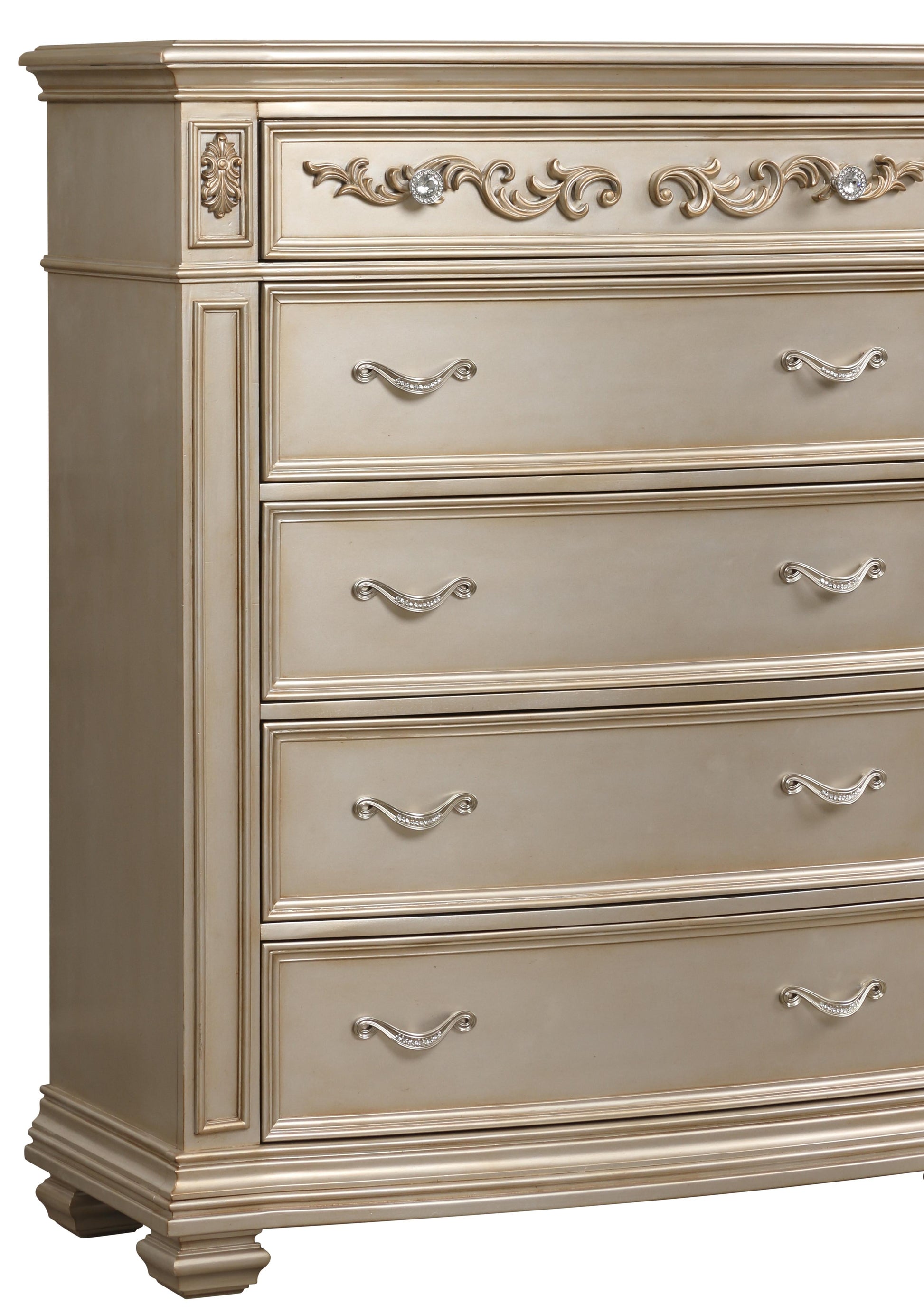 Valentina Traditional Style Chest in Gold finish Wood - ATL FURNITURE