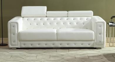 Charlise Modern Style White Sofa in Faux Leather - ATL FURNITURE