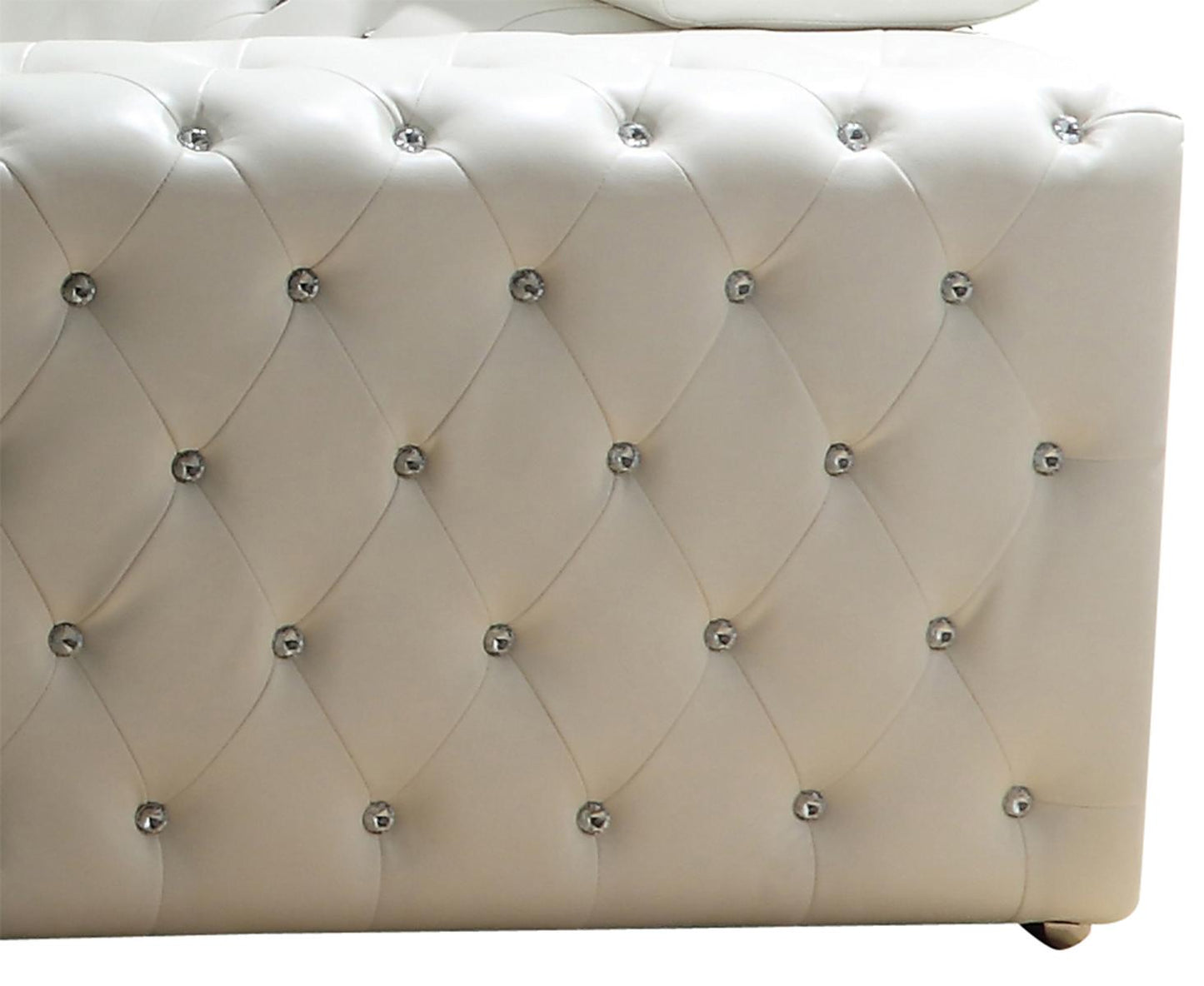 Charlise Modern Style White Loveseat in Faux Leather - ATL FURNITURE