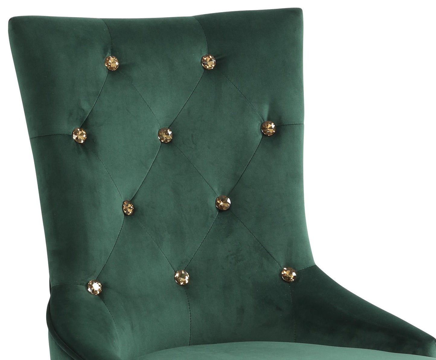 Queen Gold Modern Style Dining Chair in Green Velvet Fabric - ATL FURNITURE