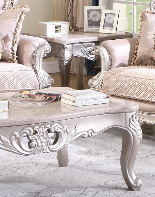 Daisy Traditional Style End Table in Pearl finish Wood - ATL FURNITURE