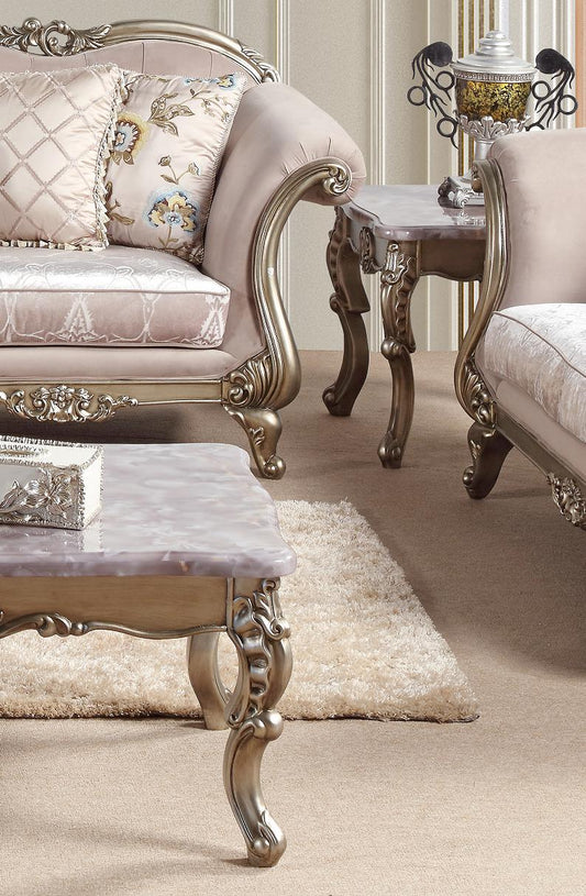 Ariana Traditional Style End Table in Champagne finish Wood - ATL FURNITURE