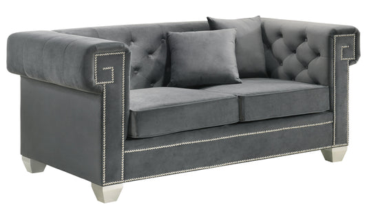 Clover Modern Style Gray Loveseat with Steel Legs - ATL FURNITURE