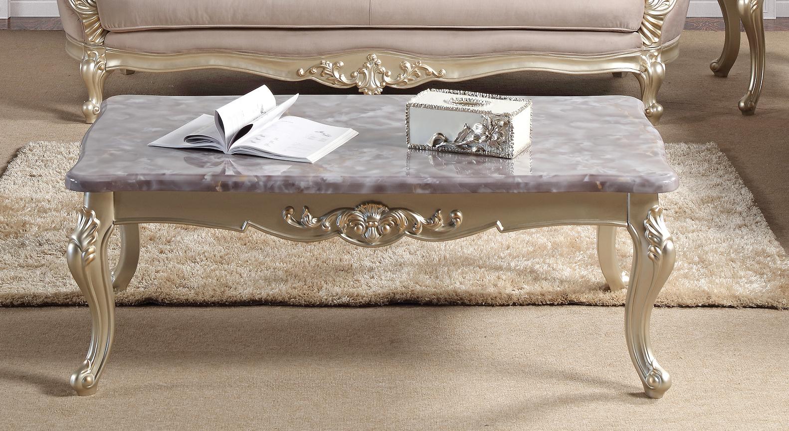 Diana Traditional Style Coffee Table in Champagne finish Wood - ATL FURNITURE