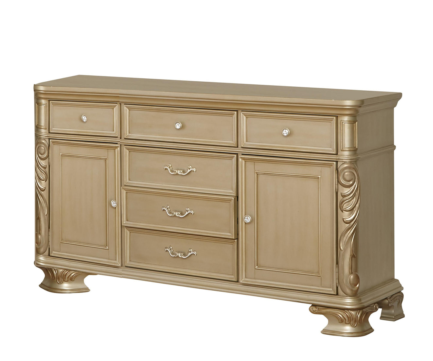 Miranda Transitional Style Dining Buffet in Gold finish Wood - ATL FURNITURE