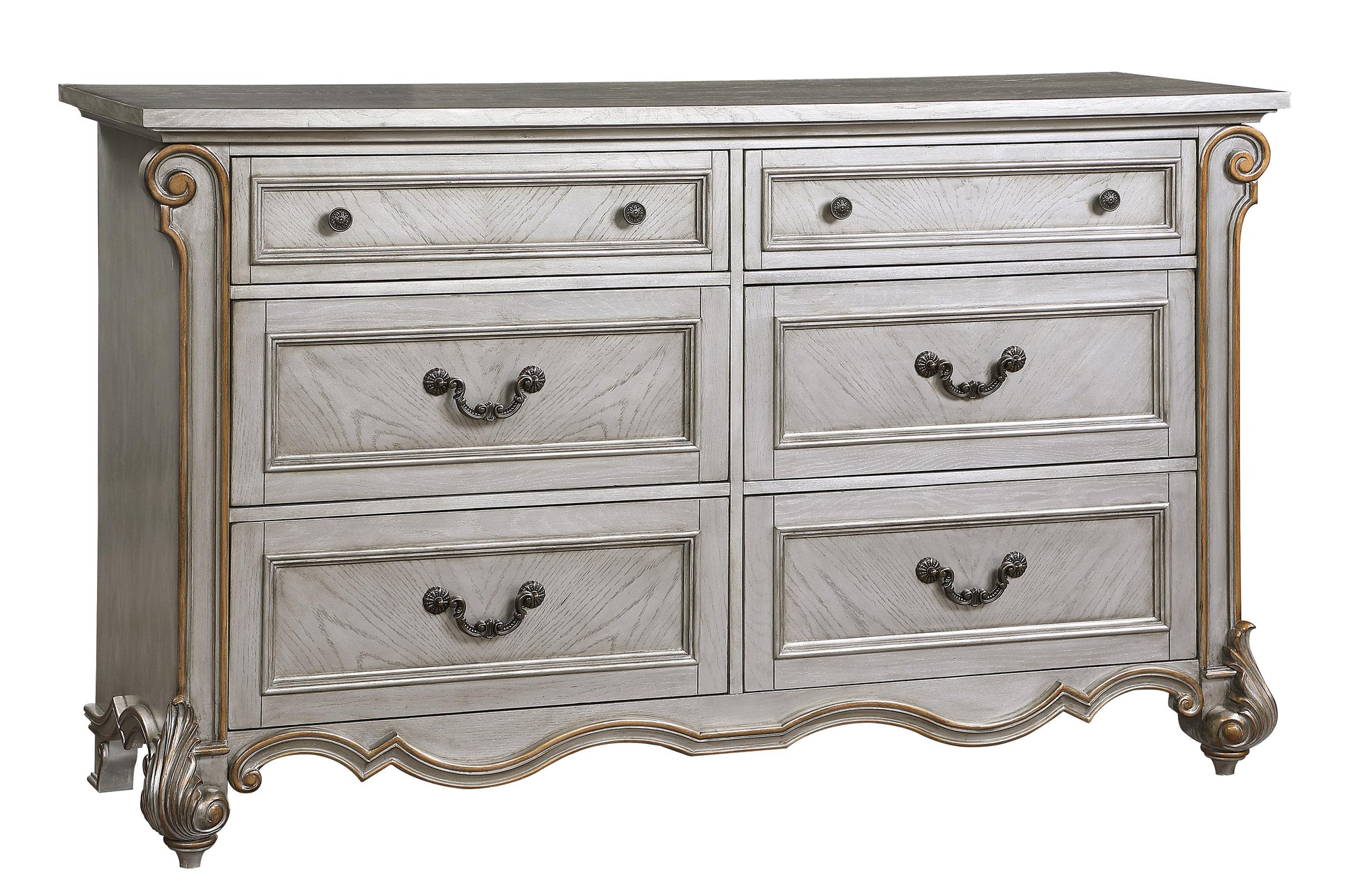 Melrose Transitional Style Dresser in Silver finish Wood - ATL FURNITURE