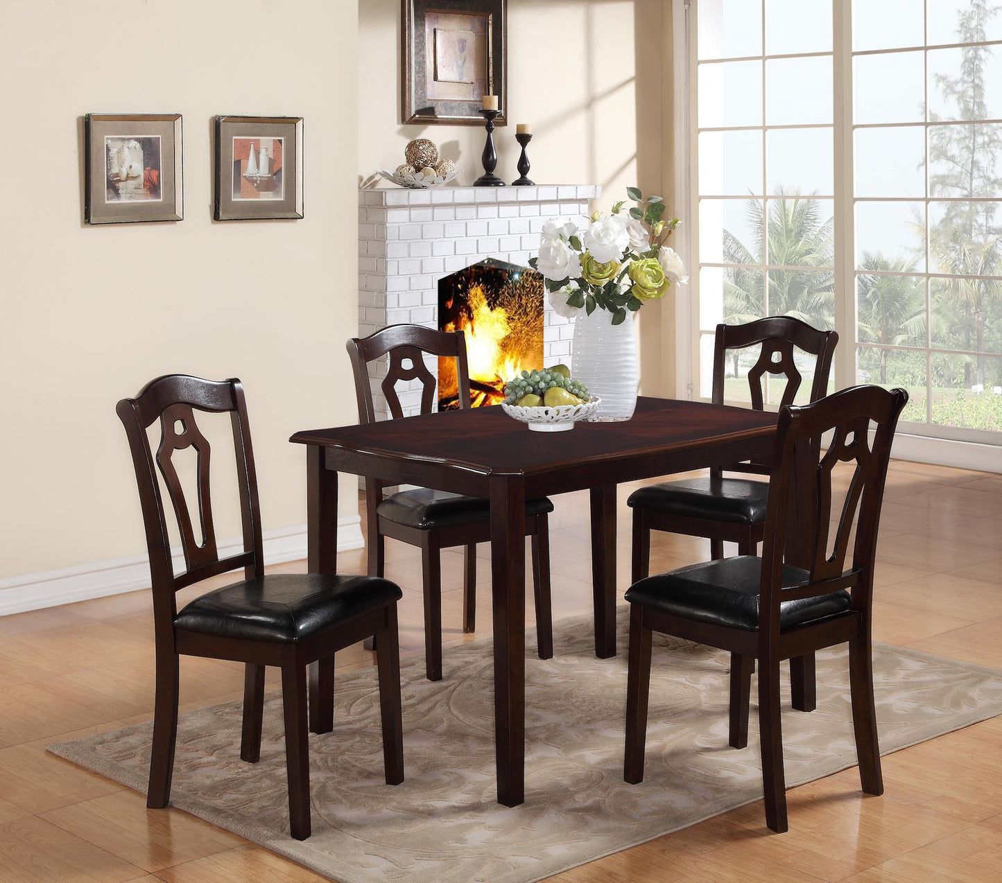 Bell Transitional Style Dining Set in Cherry finish Wood - ATL FURNITURE