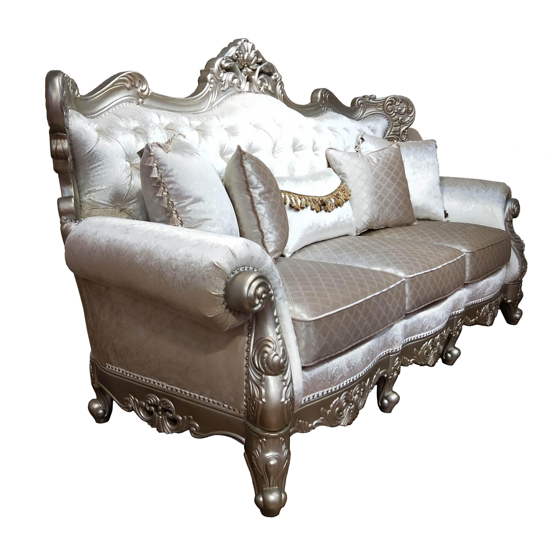 Emily Transitional Style Sofa in Champagne finish Wood - ATL FURNITURE