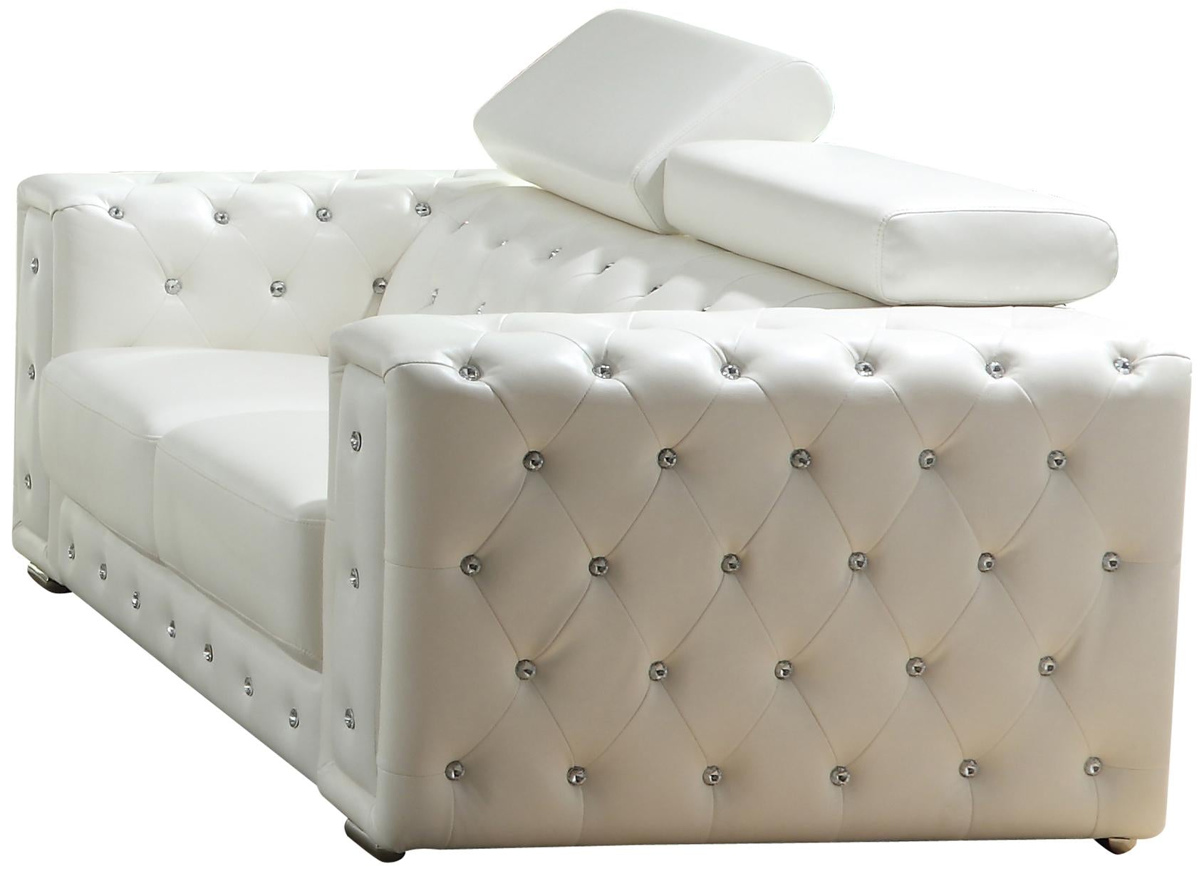 Charlise Modern Style White Loveseat in Faux Leather - ATL FURNITURE