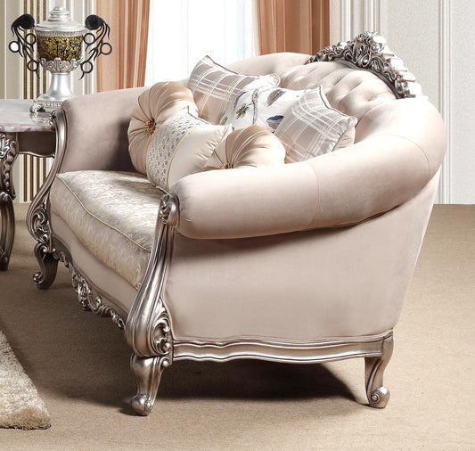 Cristina Traditional Style Loveseat in Silver finish Wood - ATL FURNITURE