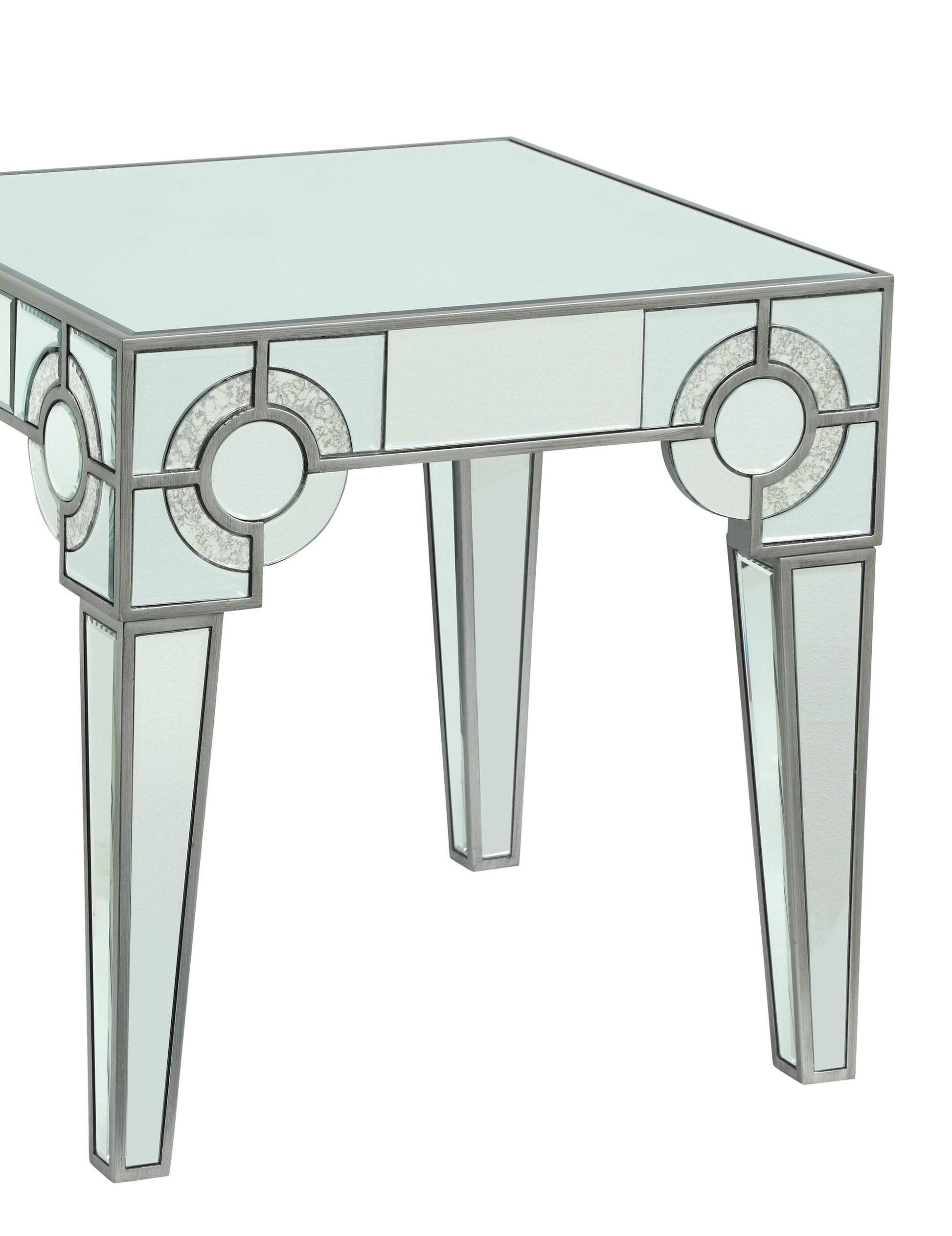 Zoe Modern Style Glass End Table with Silver fiinish - ATL FURNITURE