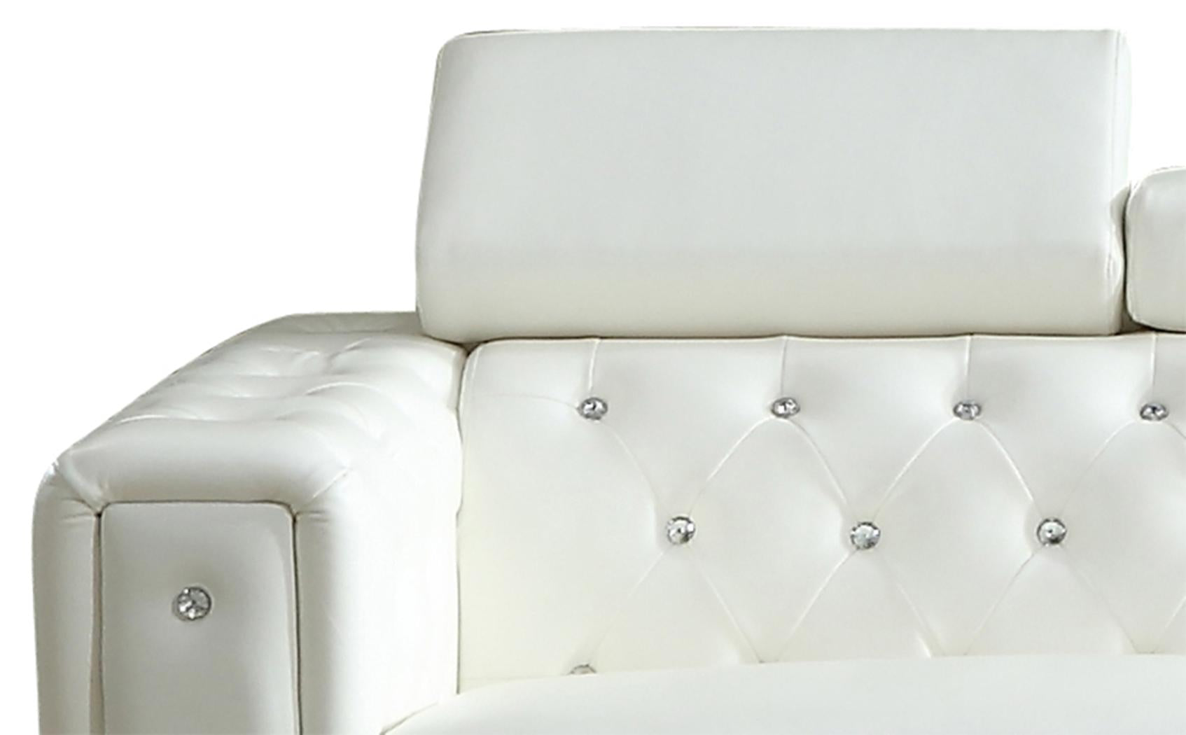 Charlise Modern Style White Sofa in Faux Leather - ATL FURNITURE