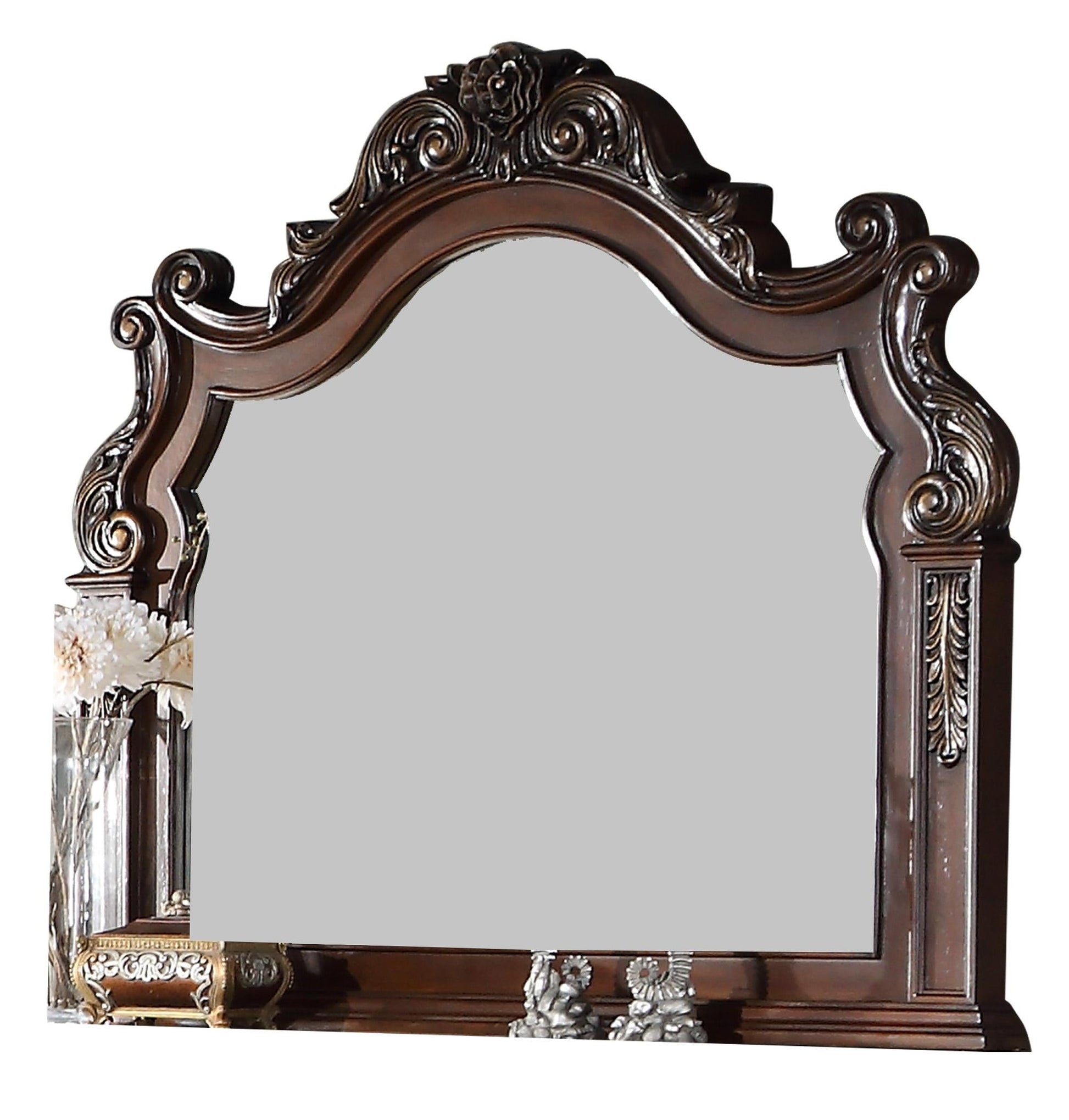 Santa Monica Traditional Style Mirror in Cherry finish Wood - ATL FURNITURE