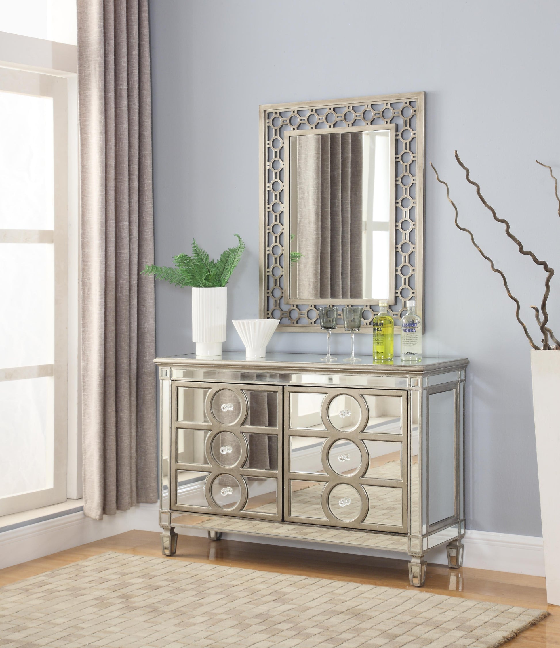 Brooklyn Contemporary Style Dining Server in Silver finish Wood - ATL FURNITURE