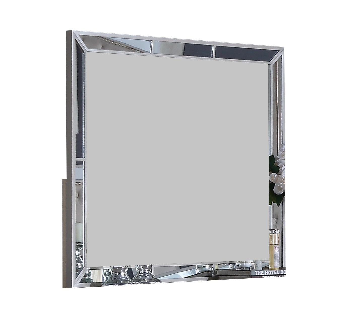 Gloria Contemporary Style Mirror in White finish Wood - ATL FURNITURE