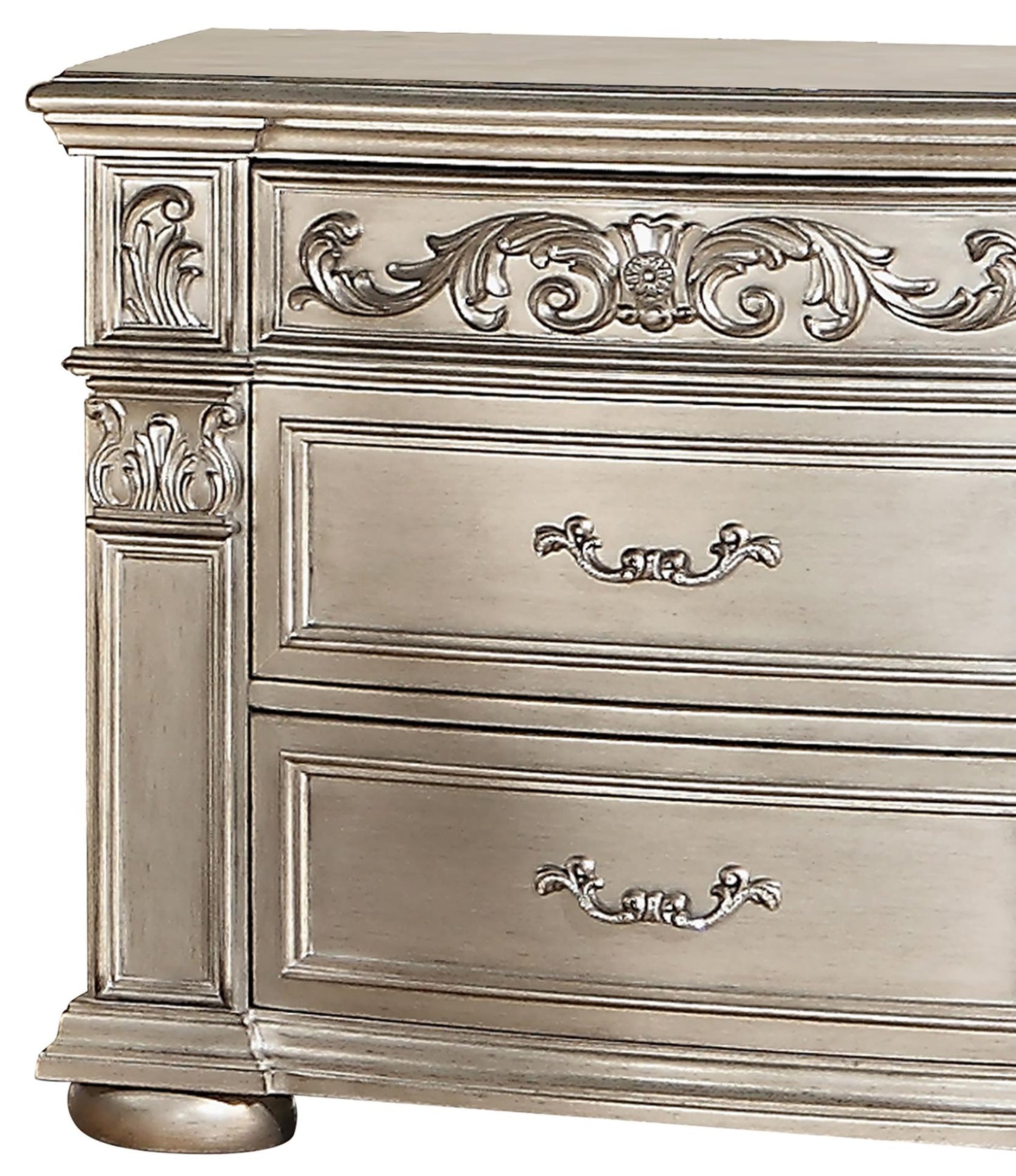 Platinum Traditional Style Nightstand in Gold finish Wood - ATL FURNITURE