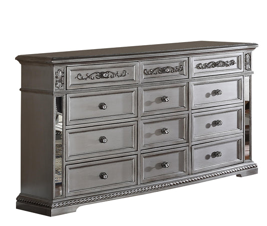 Pamela Transitional Style Dresser in Silver finish Wood - ATL FURNITURE