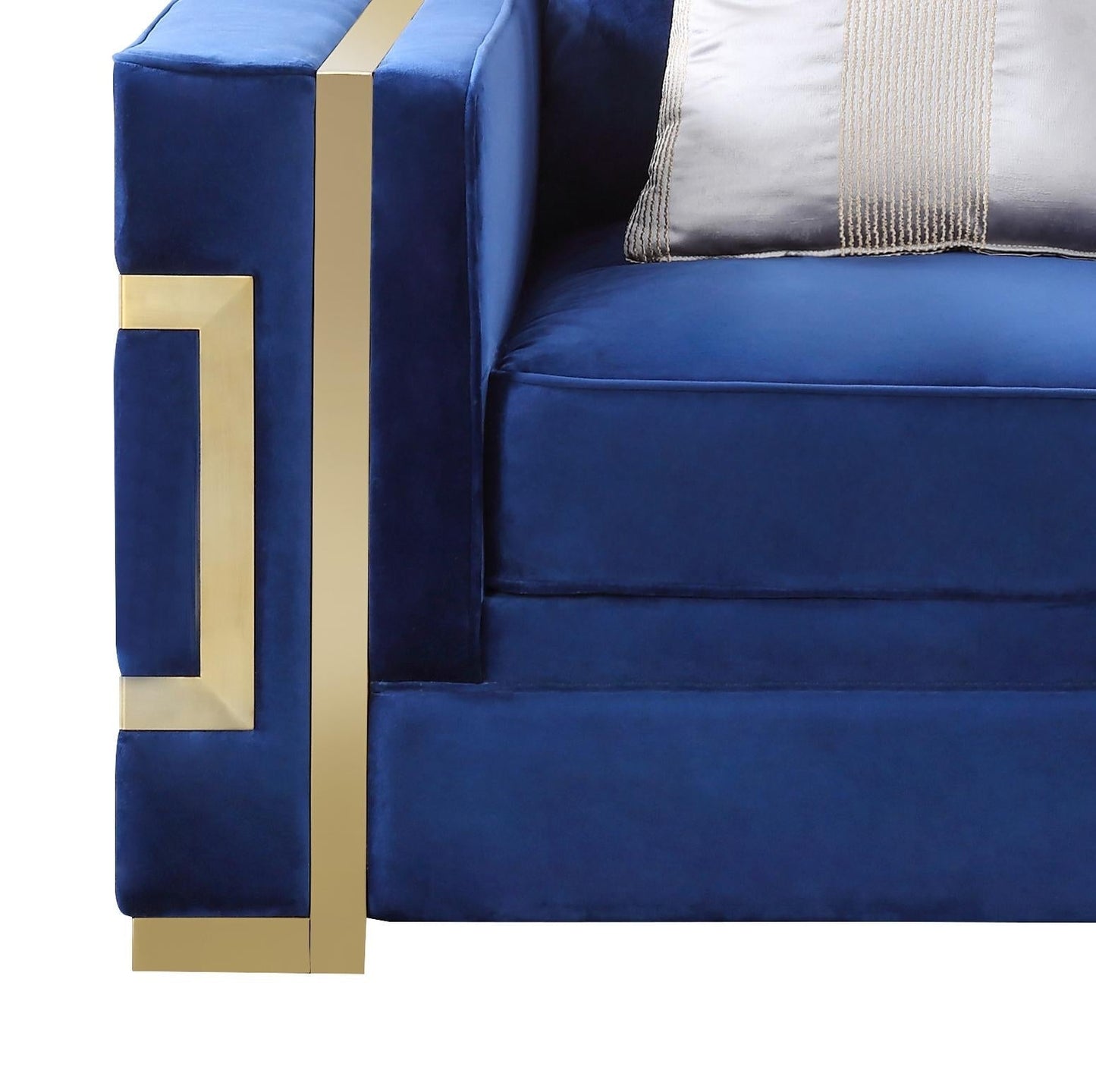 Lawrence Modern Style Navy Chair with Gold Finish - ATL FURNITURE