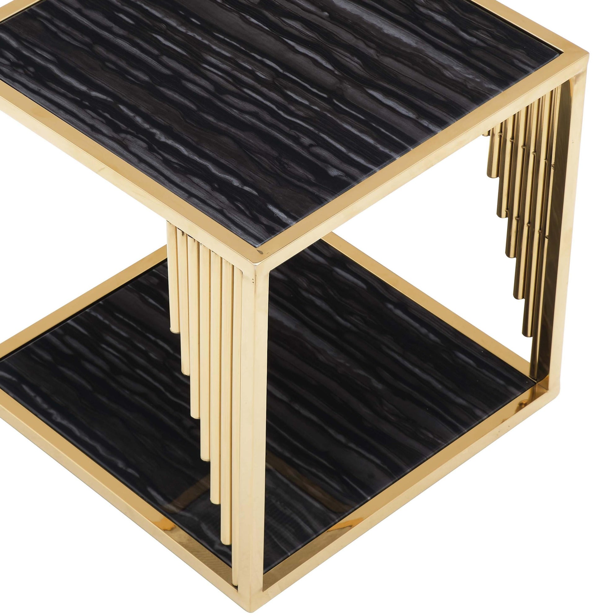 Kari Modern Style Marble End Table with Metal Base - ATL FURNITURE