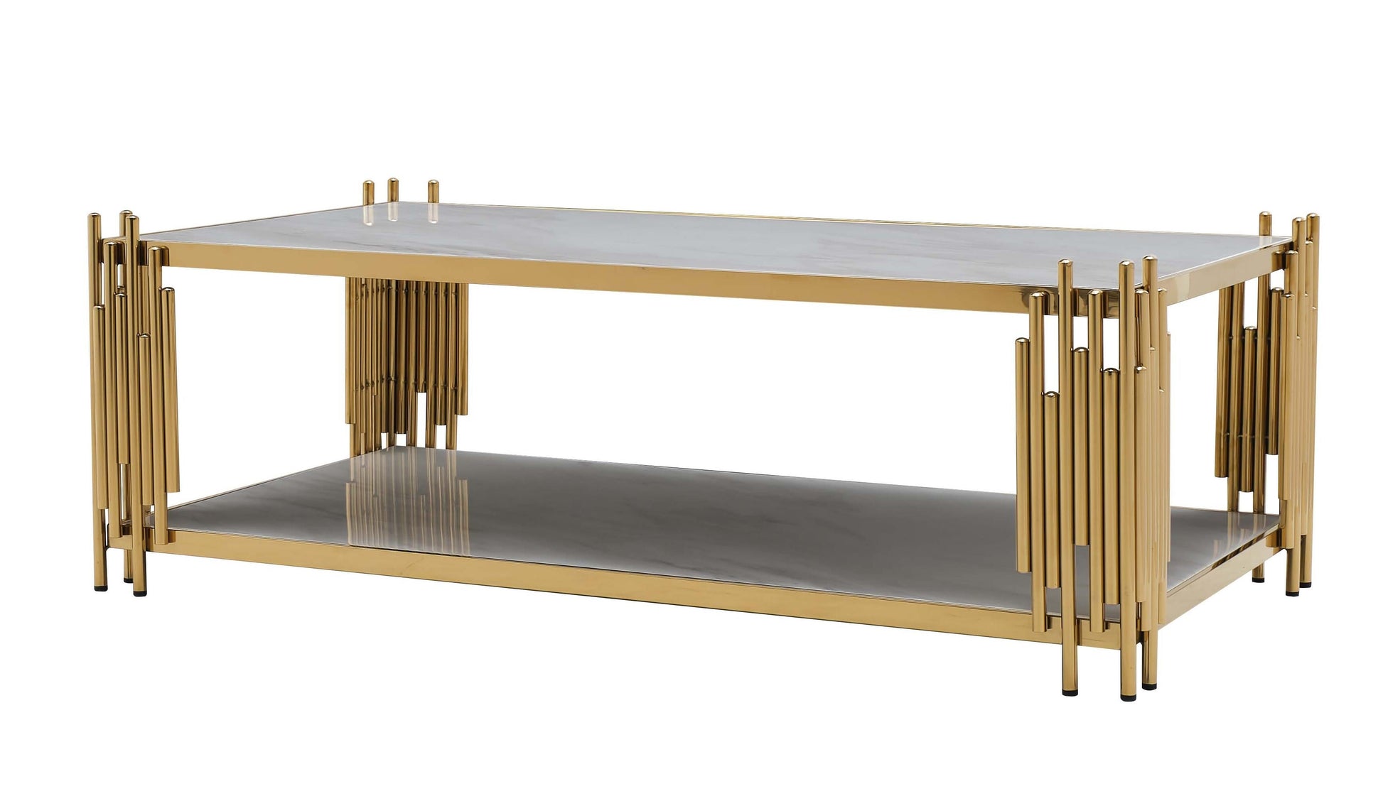 Lawrence Modern Style Marble Coffee Table with Metal Base - ATL FURNITURE