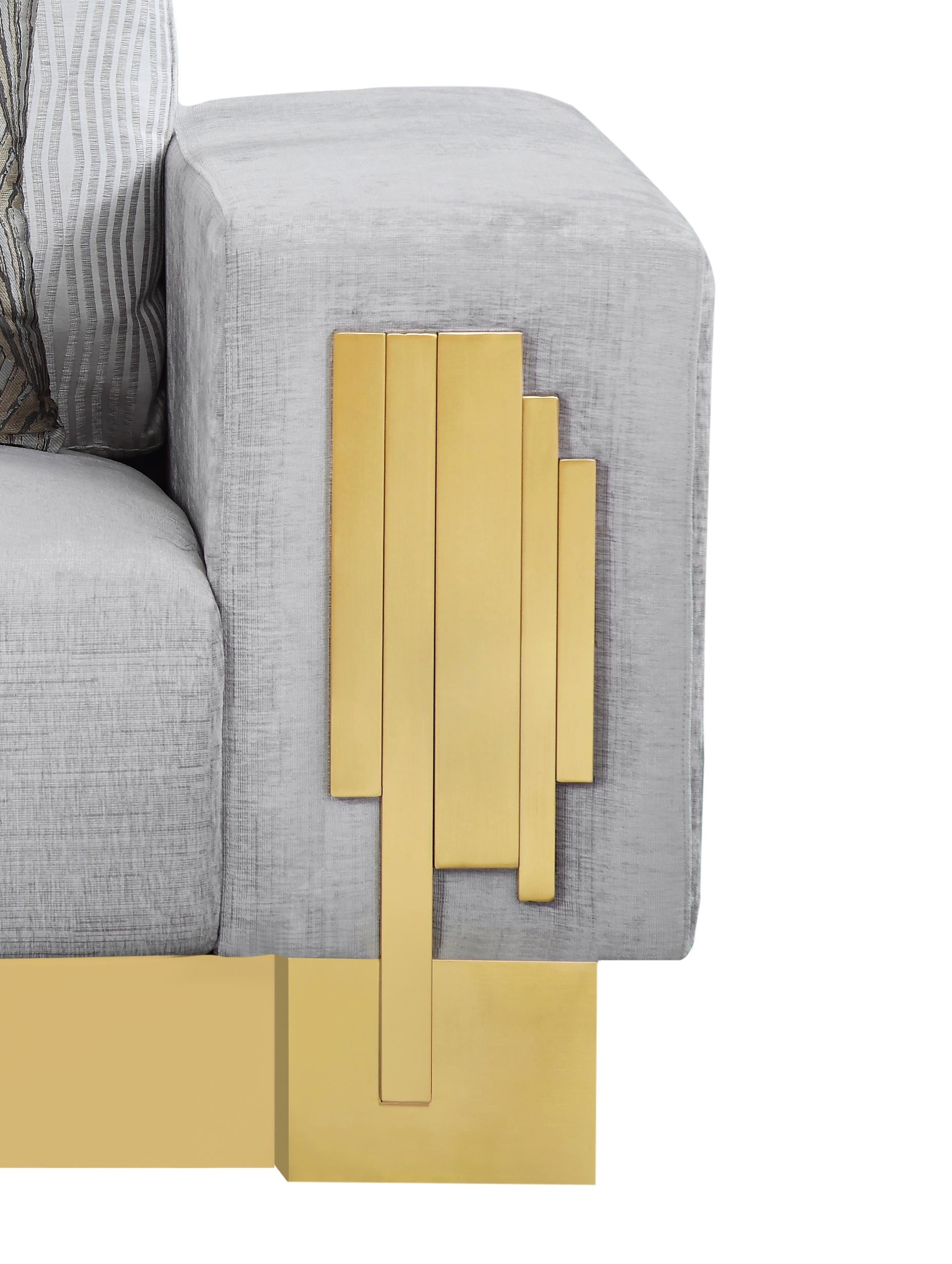 Megan Modern Style Gray Chair with Gold Finish - ATL FURNITURE