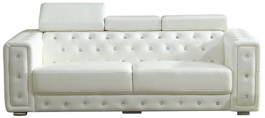 Charlise Modern Style White Sofa in Faux Leather - ATL FURNITURE