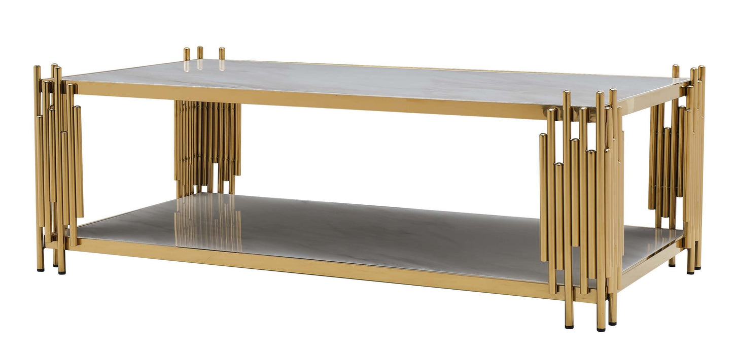 Lawrence Modern Style Marble Coffee Table with Metal Base - ATL FURNITURE