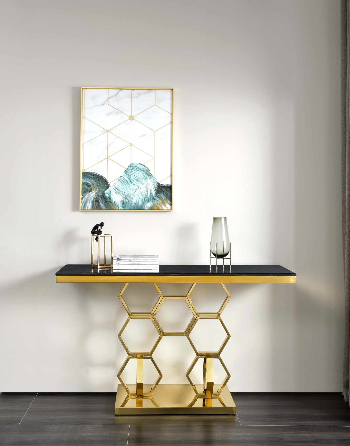 Hannah Modern Style Marble Console Table with Metal Base - ATL FURNITURE