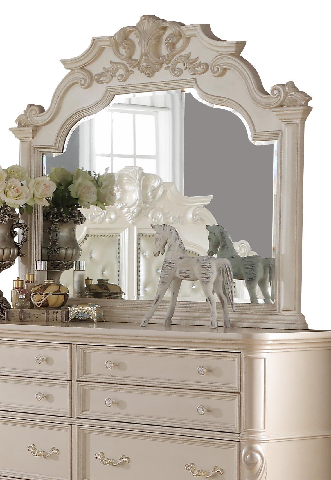 Victoria Traditional Style Mirror in Off-White finish Wood - ATL FURNITURE