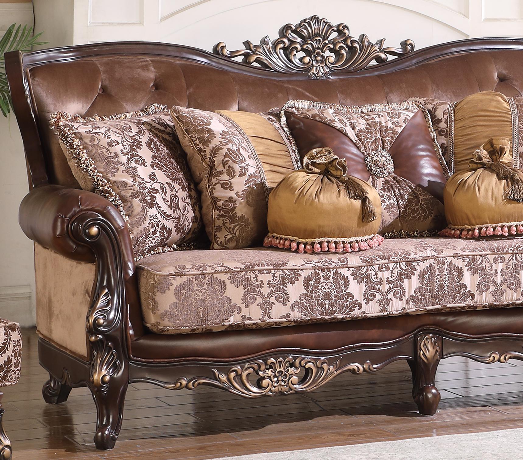 Phoenix Transitional Style Sofa in Cherry finish Wood - ATL FURNITURE