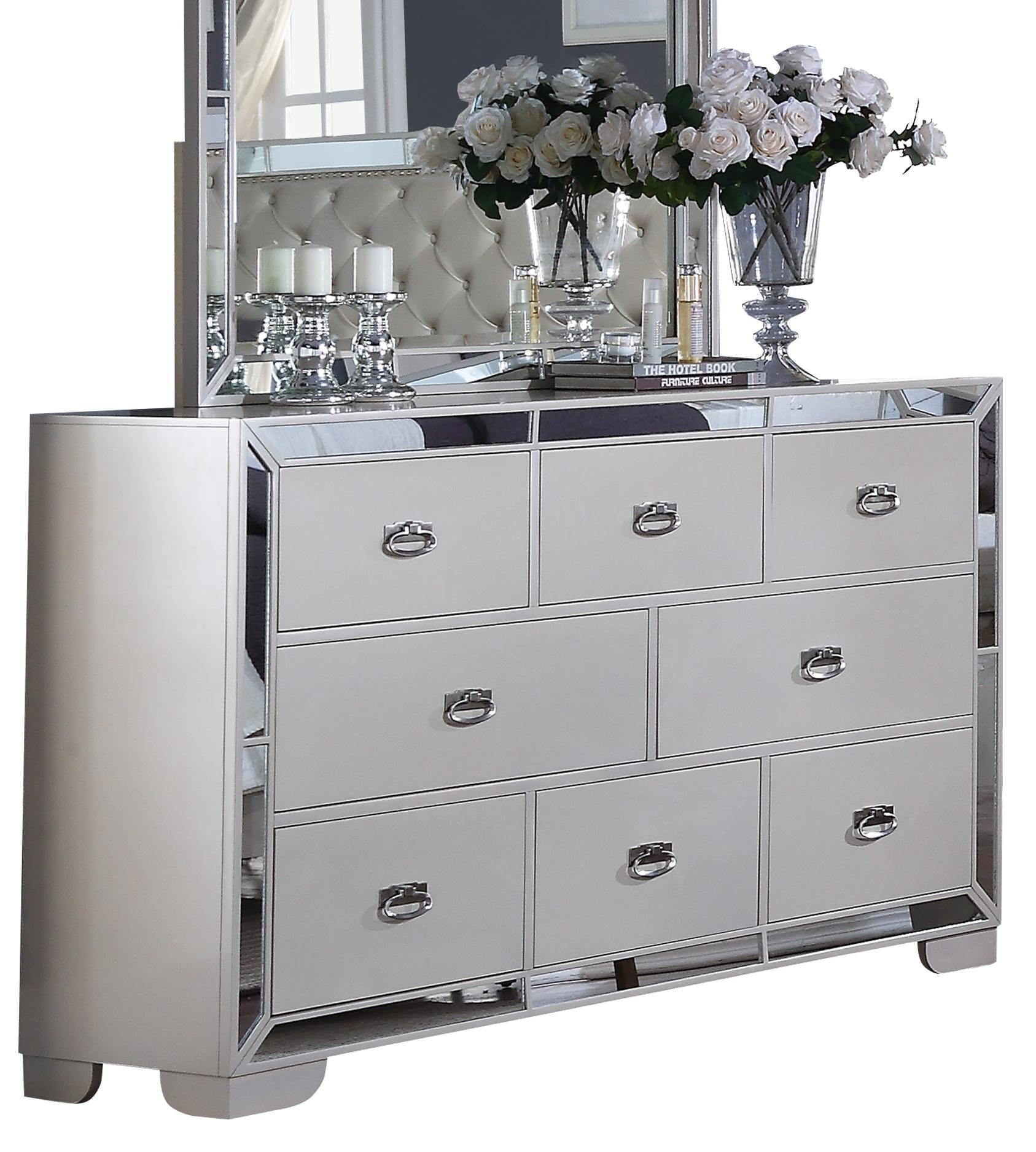 Gloria Contemporary Style Dresser in White finish Wood - ATL FURNITURE