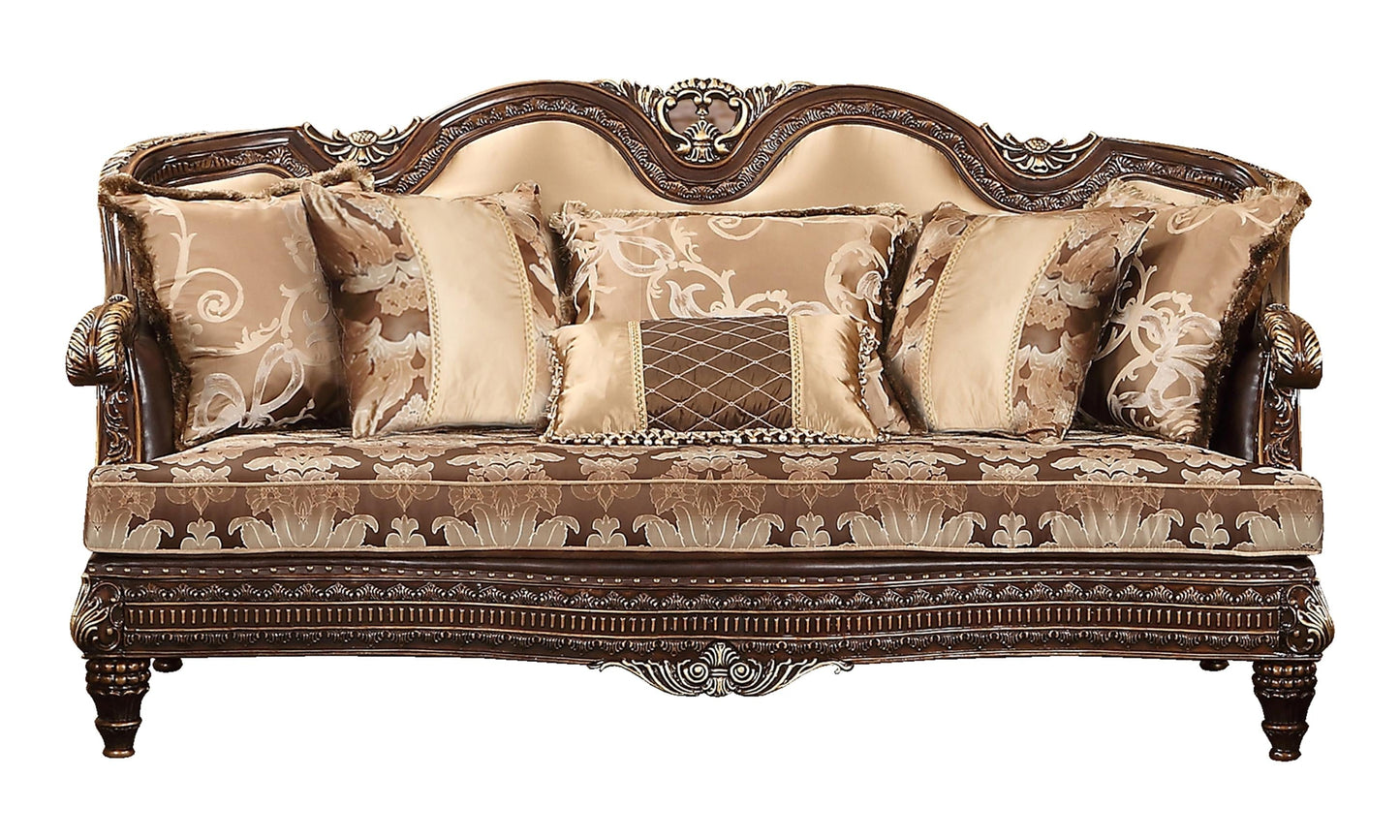 Alexa Traditional Style Sofa in Cherry finish Wood - ATL FURNITURE