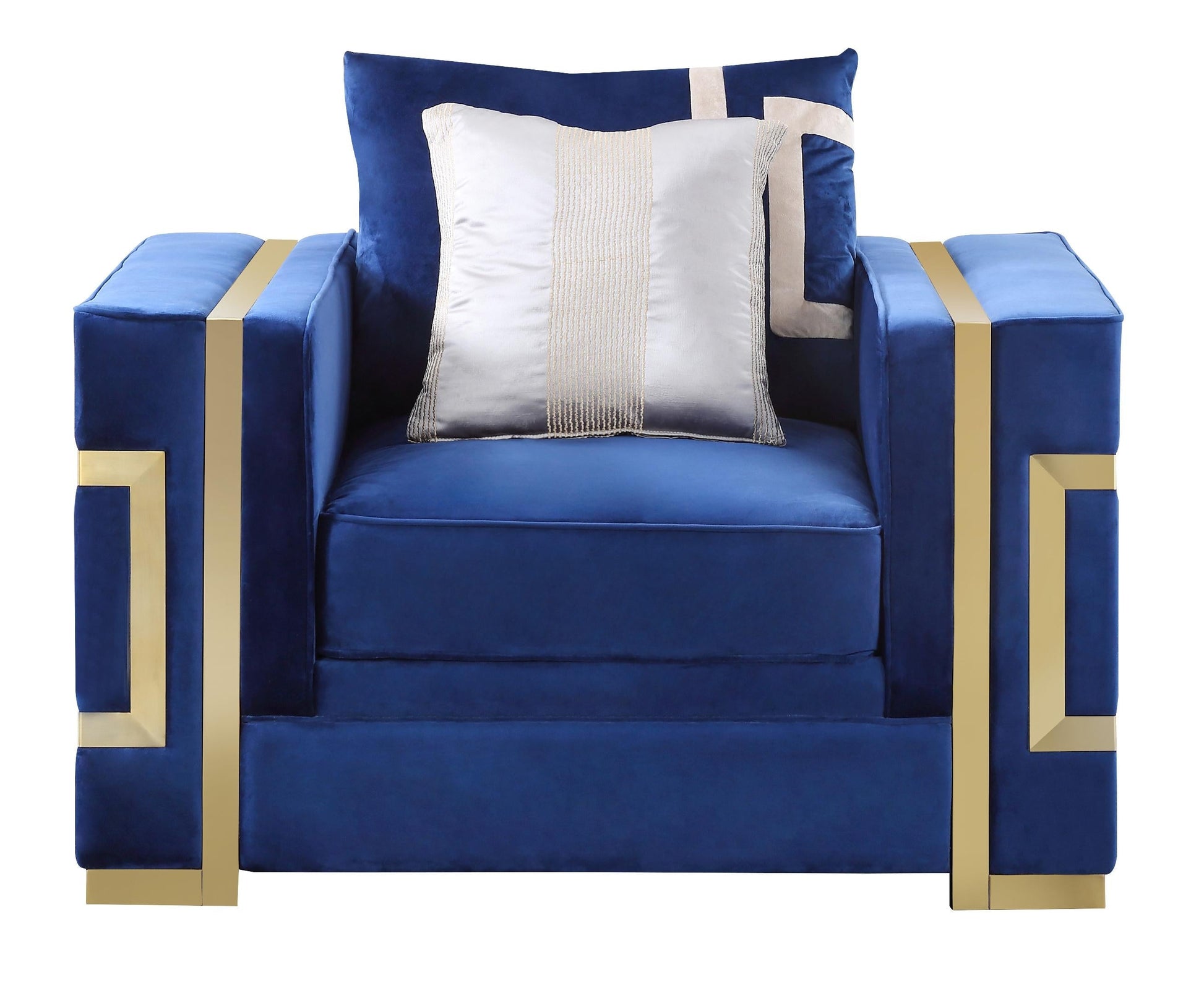 Lawrence Modern Style Navy Chair with Gold Finish - ATL FURNITURE