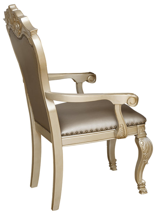 Miranda Transitional Style Dining Arm Chair in Gold finish Wood - ATL FURNITURE