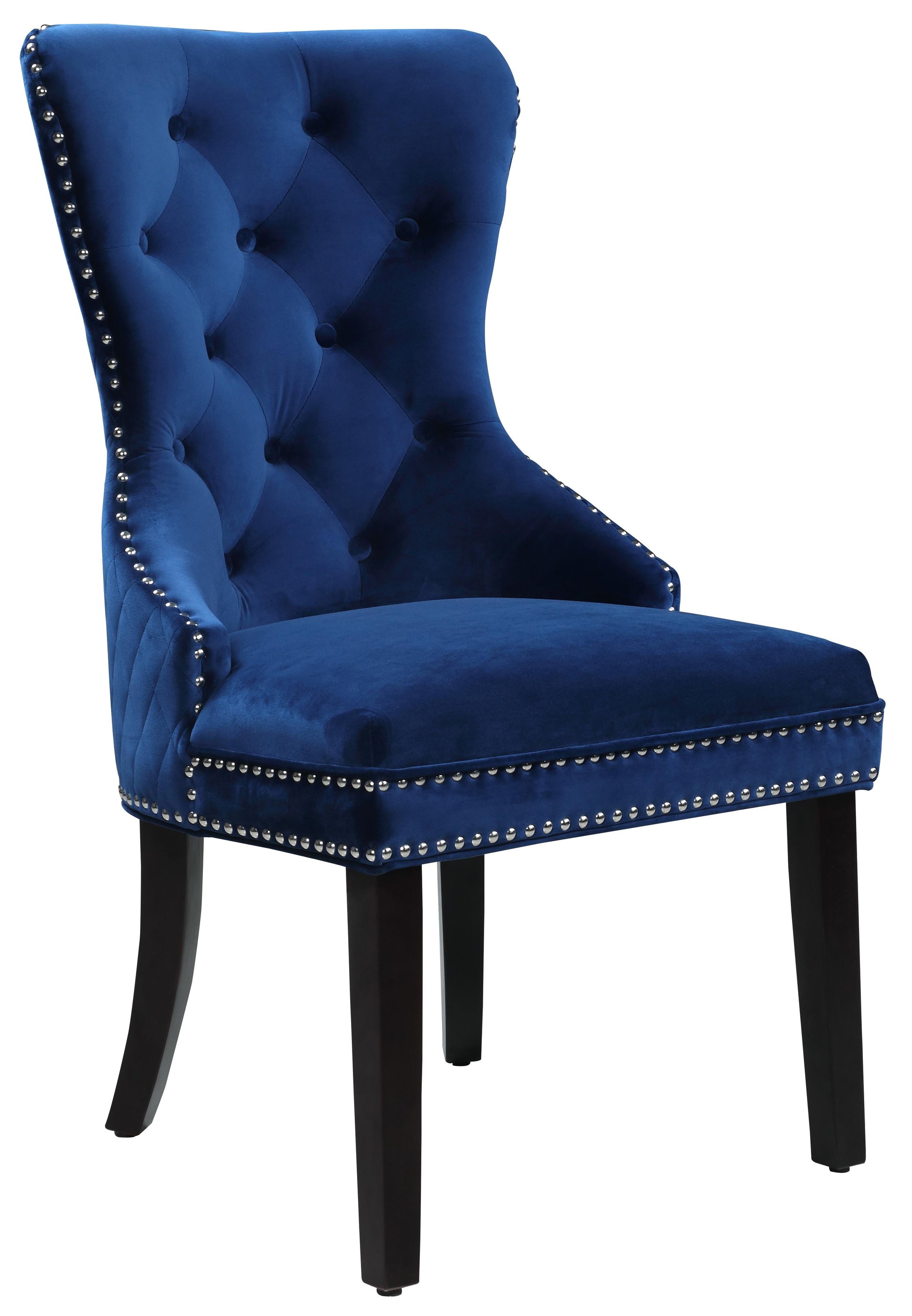 Bronx Transitional Style Navy Dining Chair in Walnut Wood - ATL FURNITURE