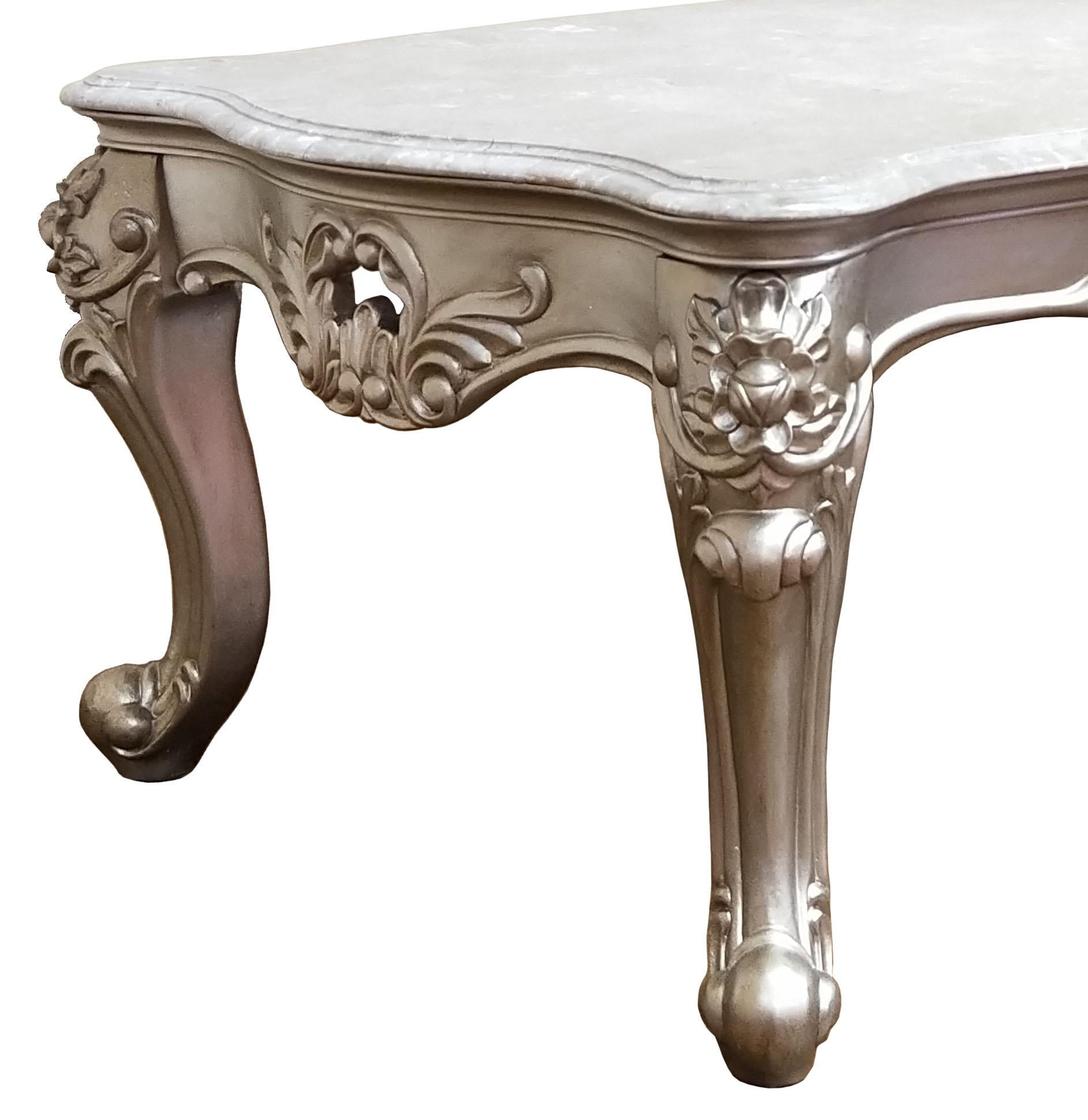 Ariel Transitional Style Coffee Table in Silver finish Wood - ATL FURNITURE