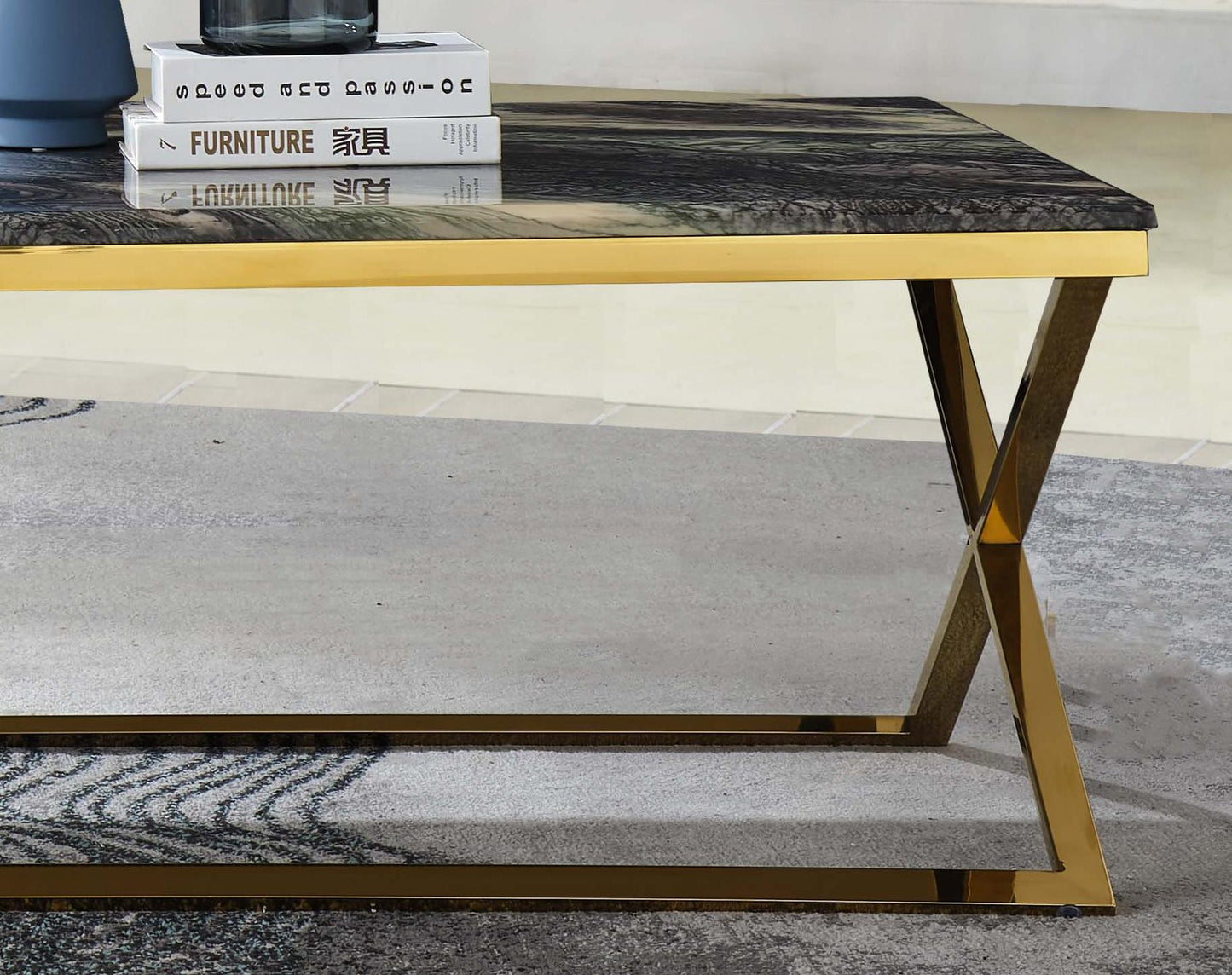 Ara Modern Style Marble Coffee Table with Metal Base - ATL FURNITURE